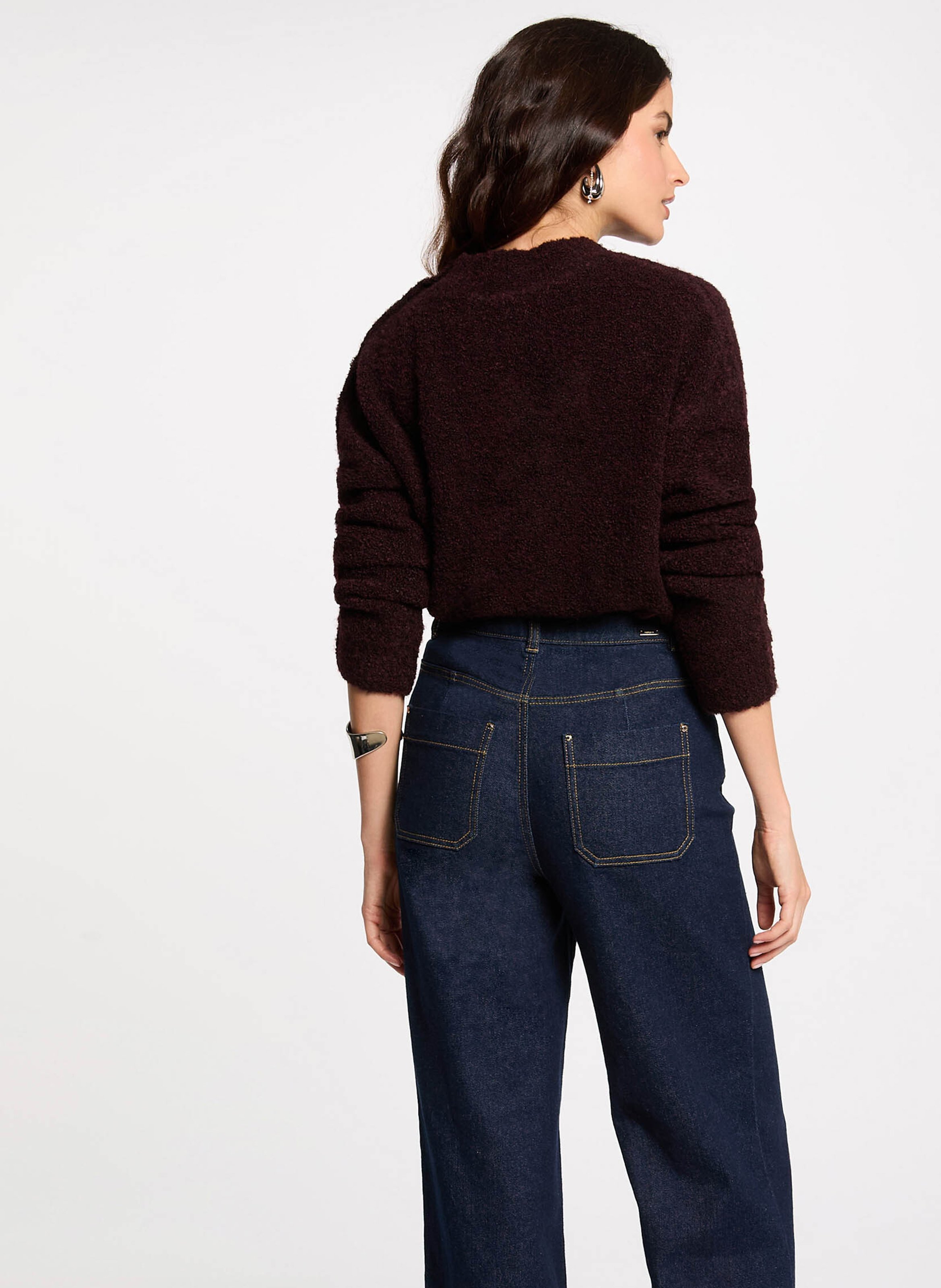 Rechte, gebreide trui met opstaande kraag MORGAN Violet