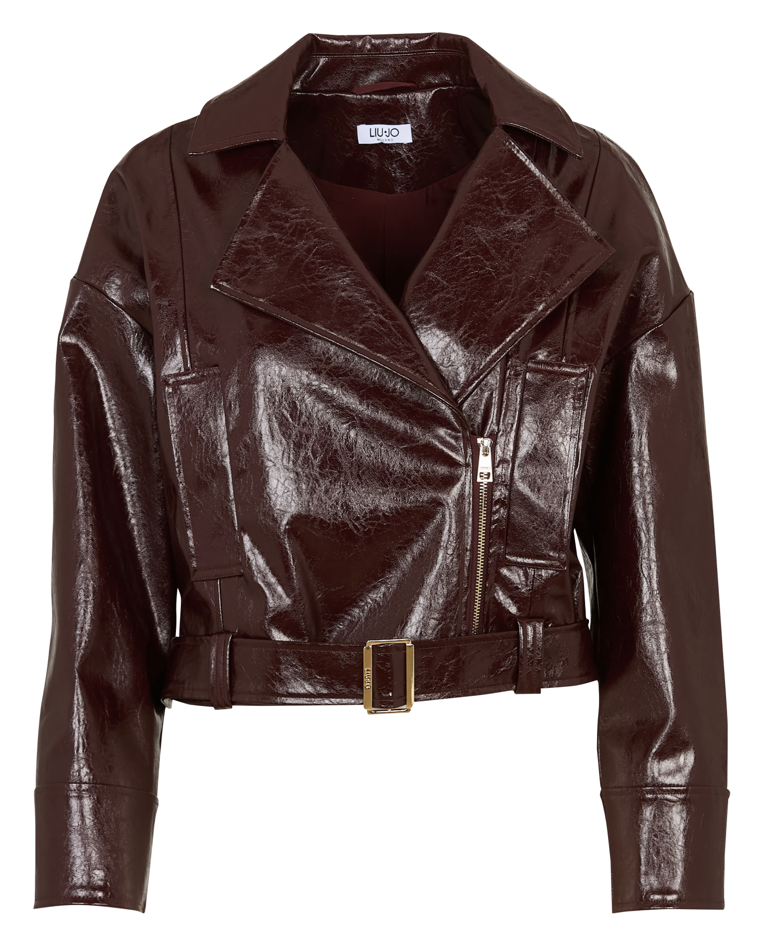 Short patent leather effect jacket LIU JO Plums