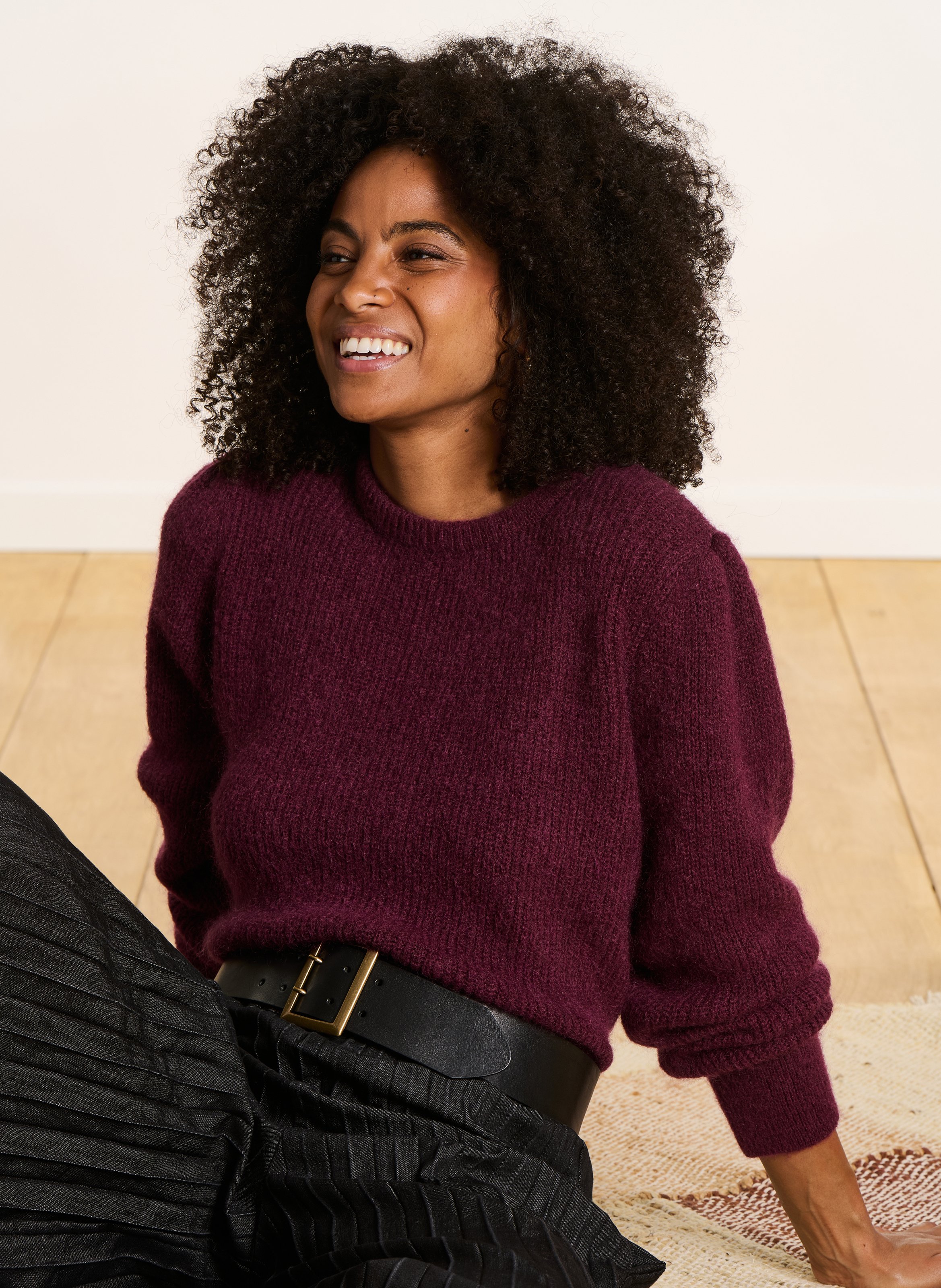 Gerade geschnittener Rundhalspullover aus Strick LA FEE MARABOUTEE Violett