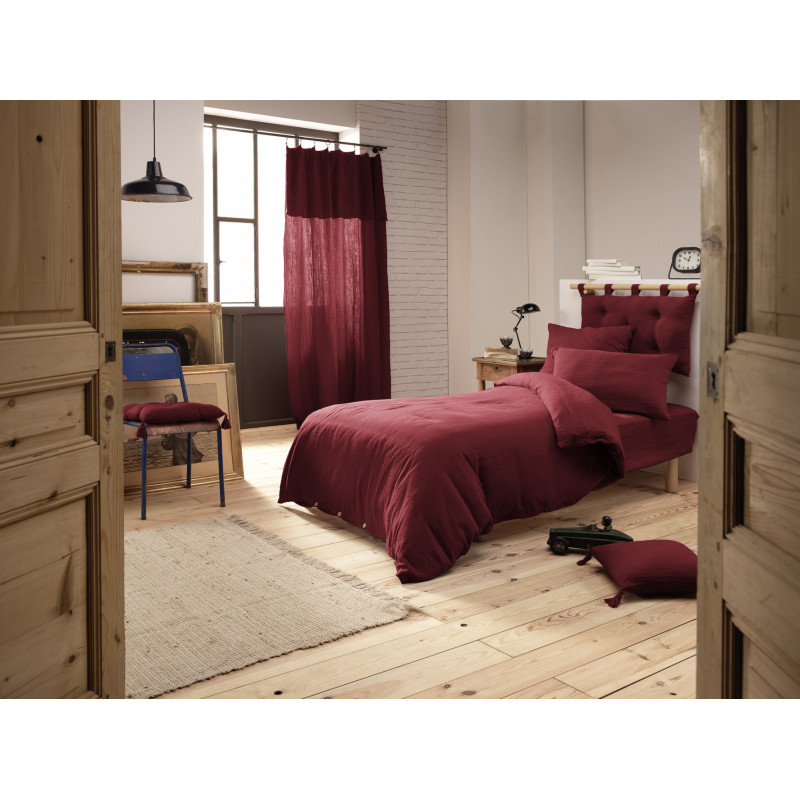 "Duvet cover set "Gaia" all sizes "cotton gauze"" L'EFFET PAPILLON Red