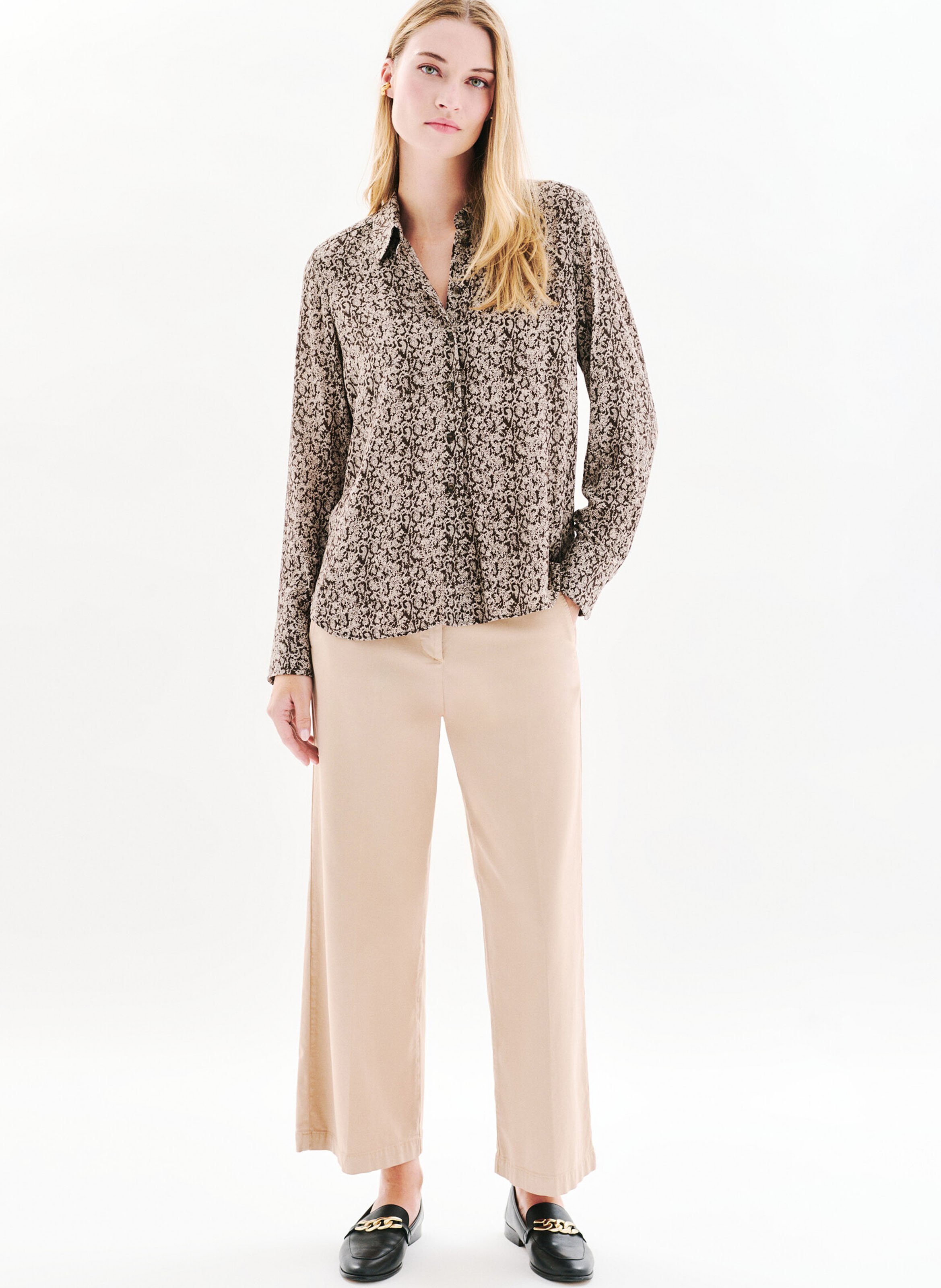 Chemise col classique imprimée CAROLL Beige