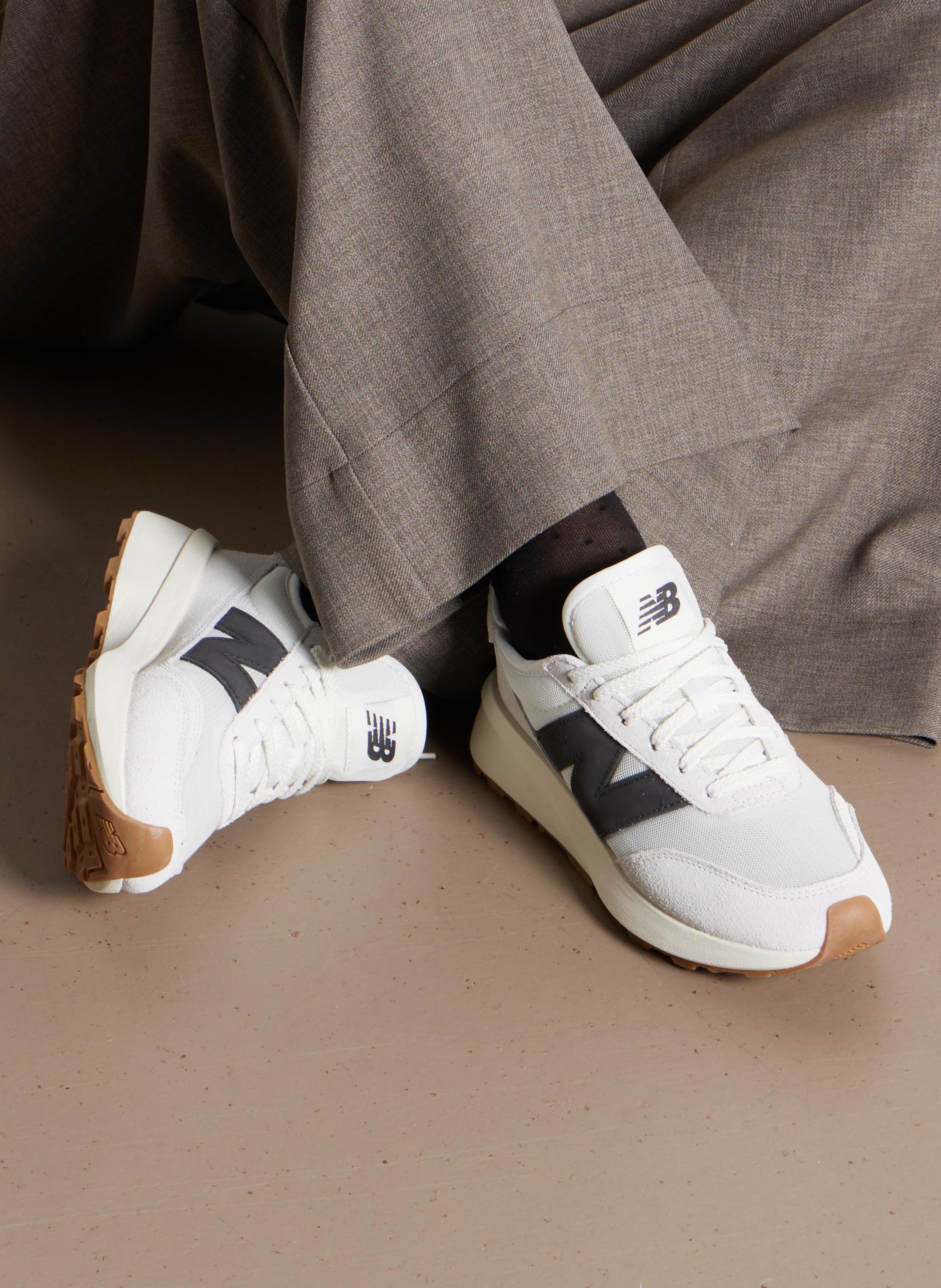 Low-top leather mix sneakers NEW BALANCE White