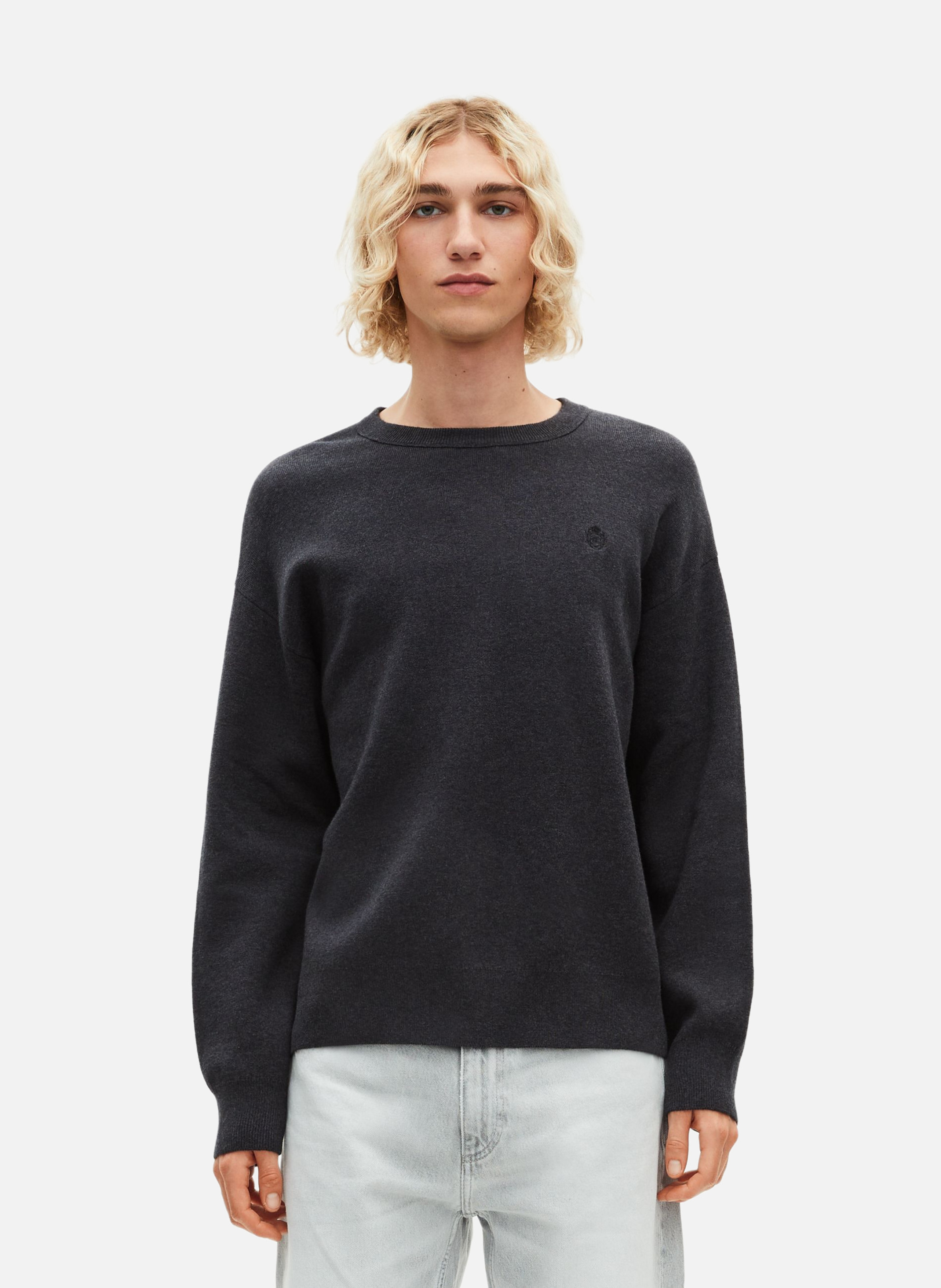 Round neck reversible sweater  Gris fonce