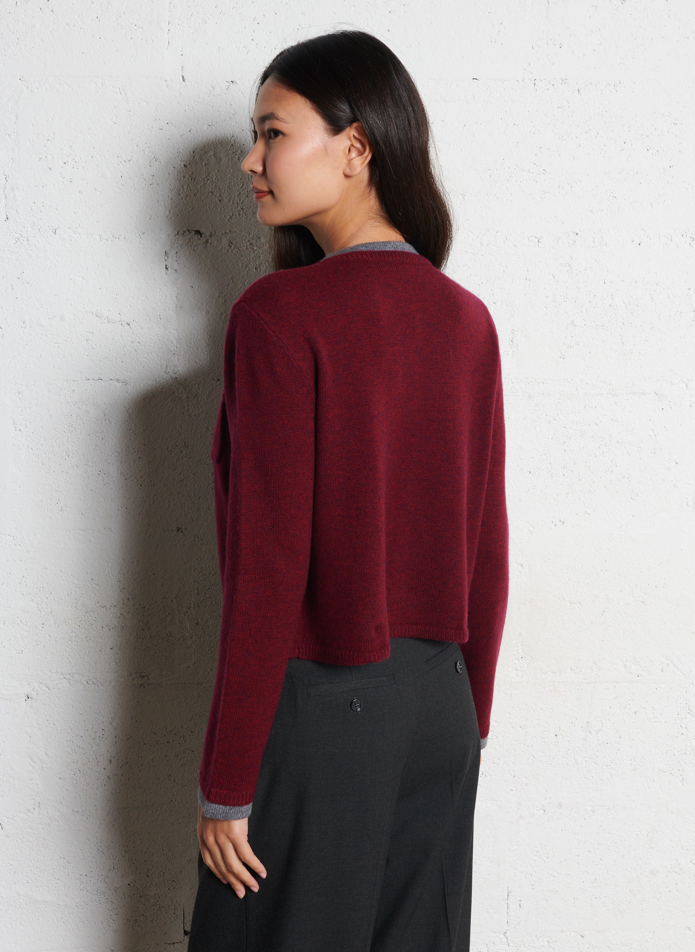 Rundhalsausschnittweste aus Wolle und Kaschmirgemisch BERENICE Pflaume