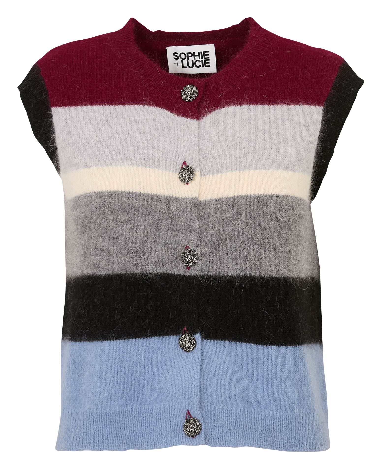 Round-neck mixed-knit cardigan SOPHIE+LUCIE Grey