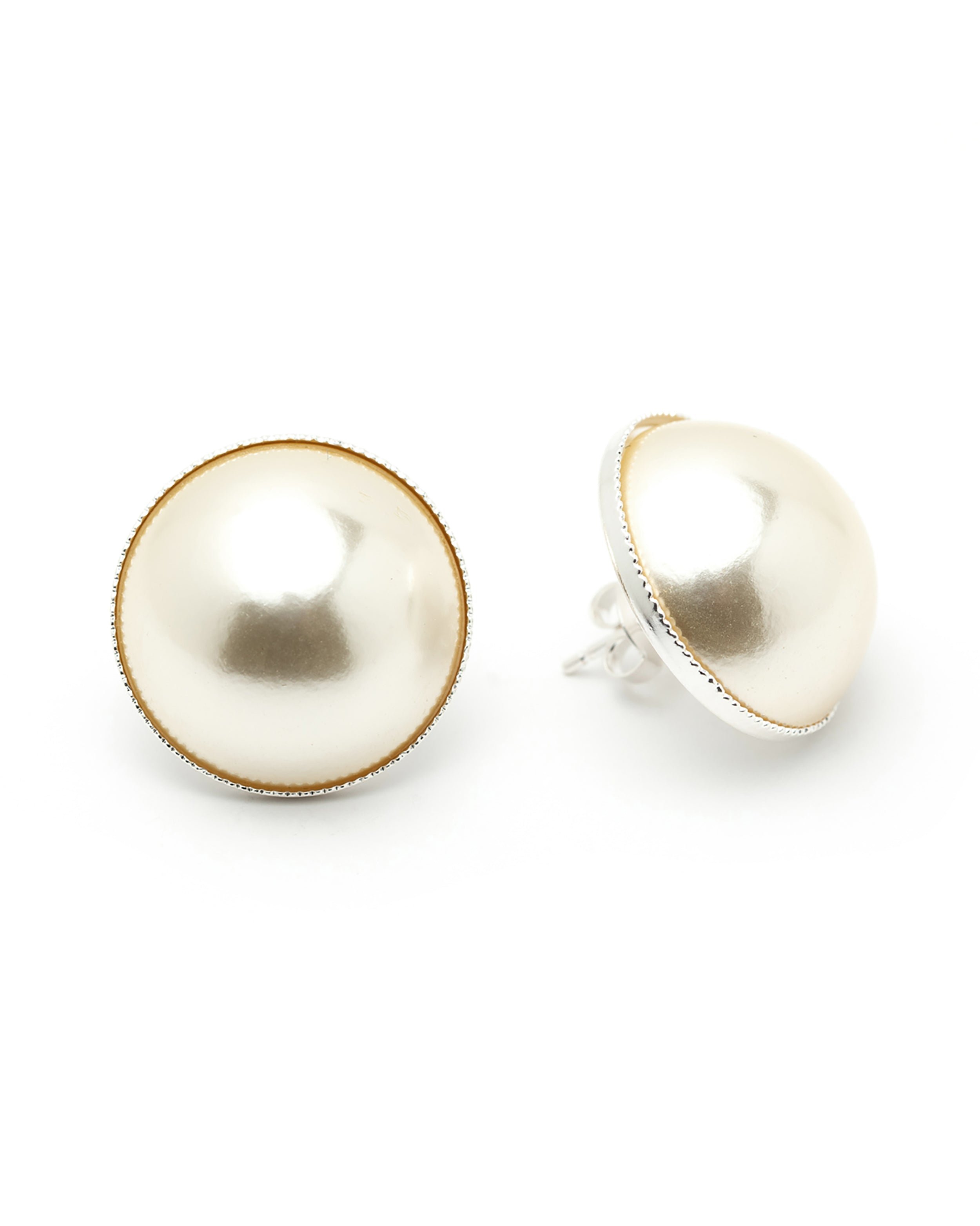 Maxi silver-plated pearl stud earrings MONSIEUR SIMONE Silver
