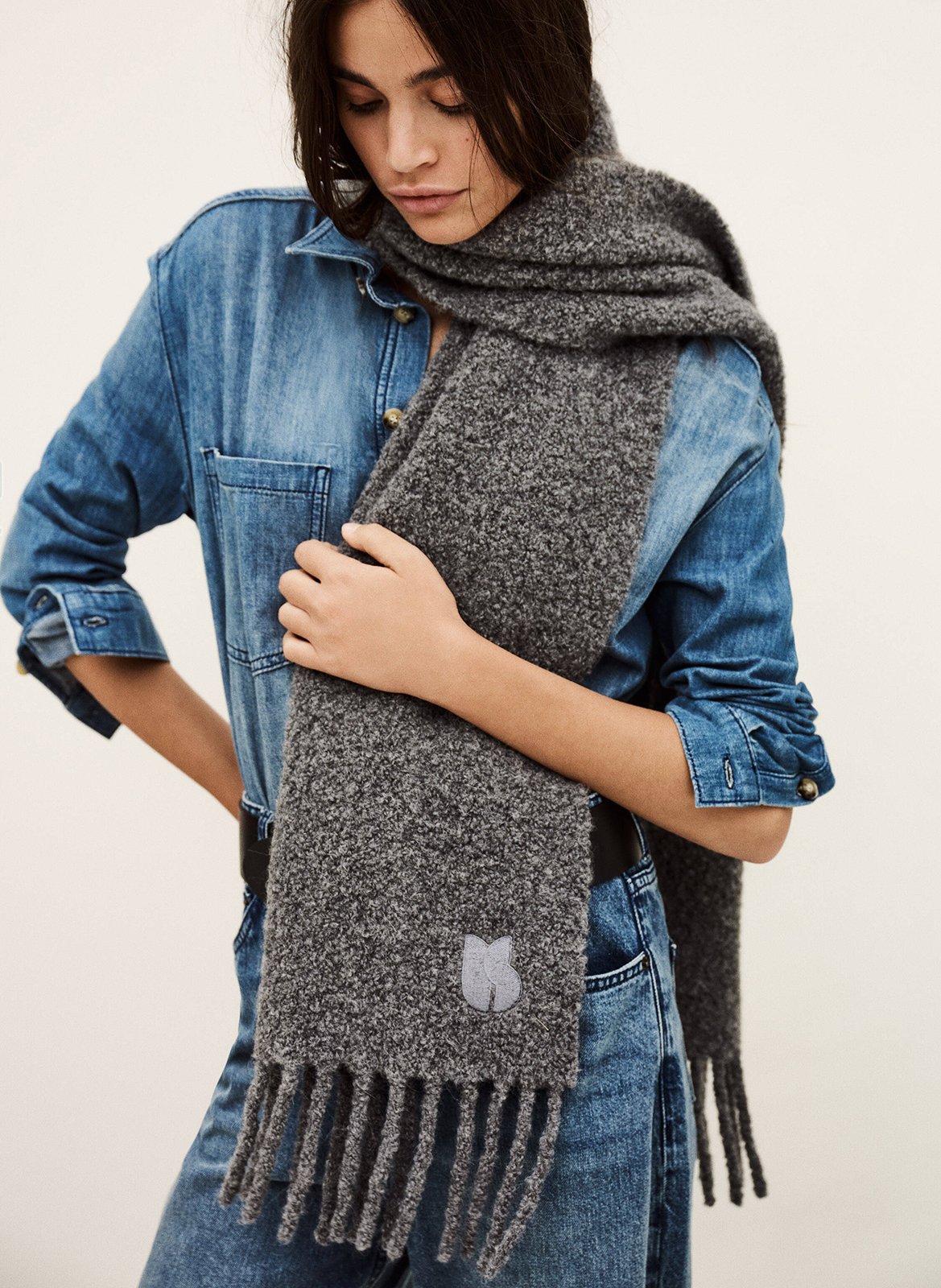 Echarpe en laine mélangée BA&SH Noir