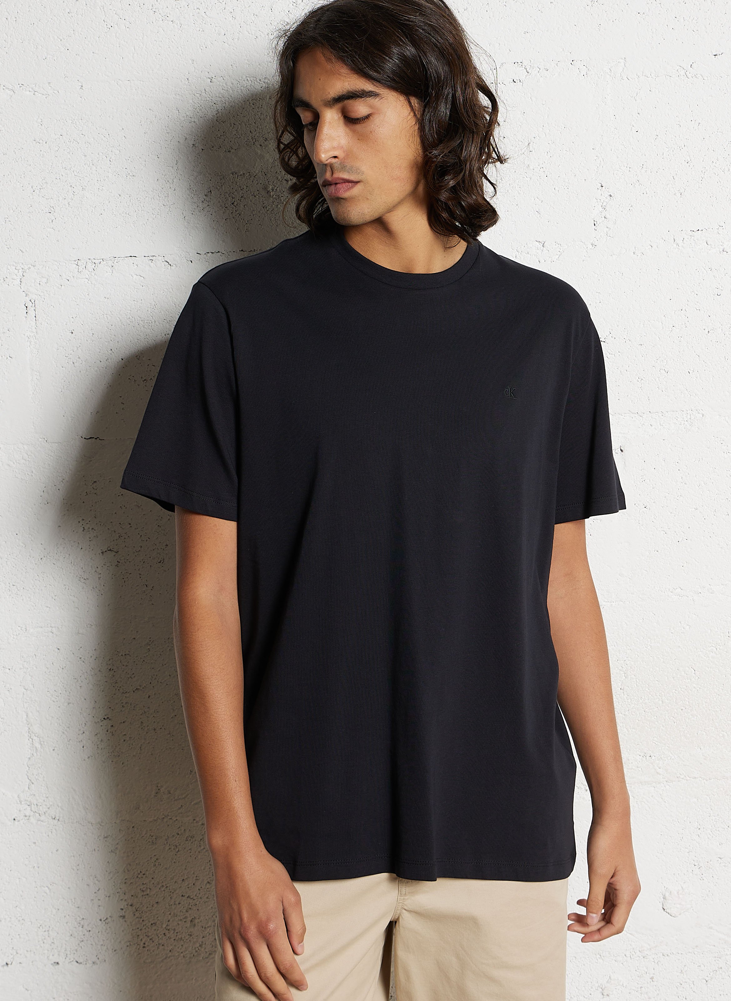 Tee-shirt droit en coton CALVIN KLEIN Noir