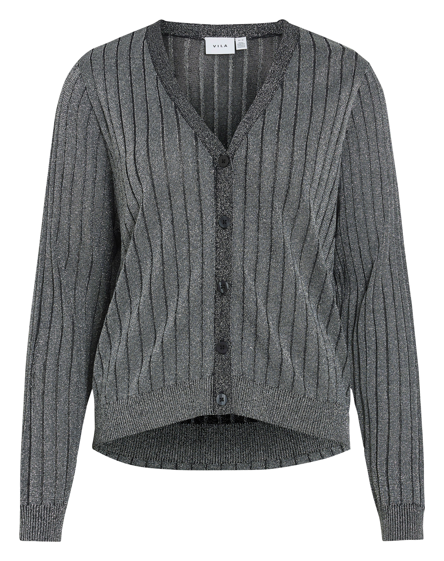 Chaleco recto abotonado de punto brillante VILA Negro