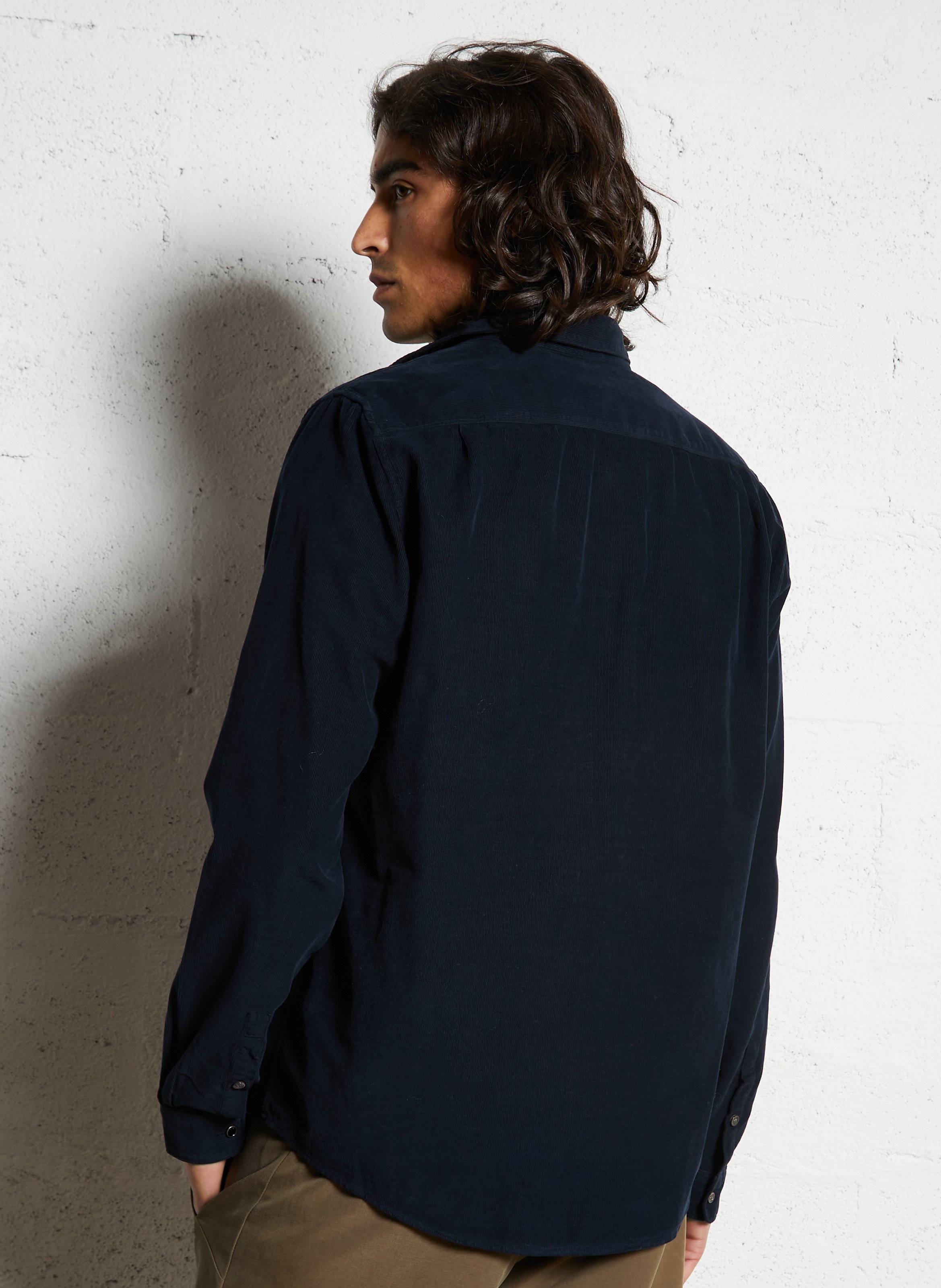 Gerade Knopfleiste aus Samt IKKS Blau