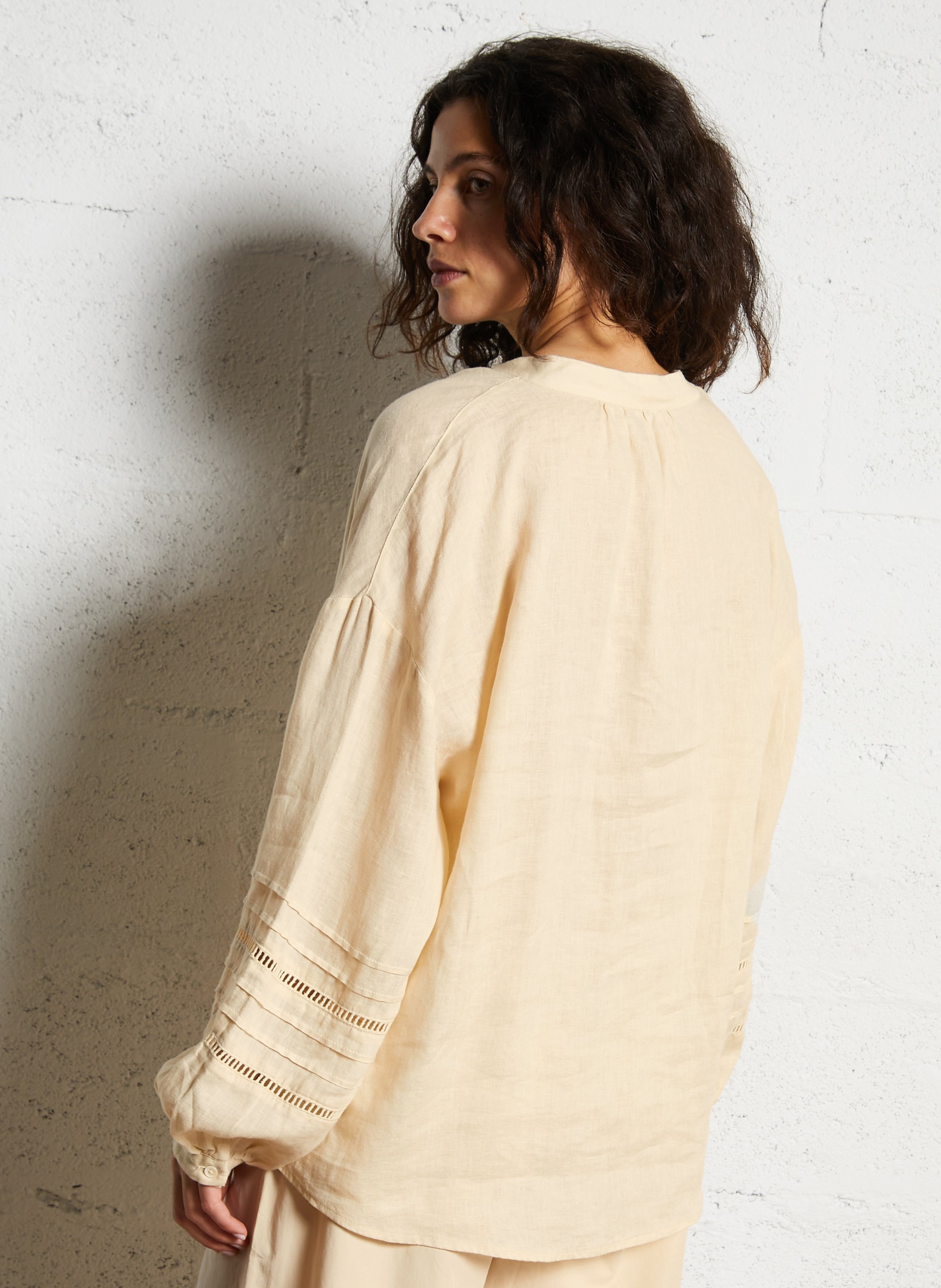 Weite Leinenbluse JC SOPHIE Beige