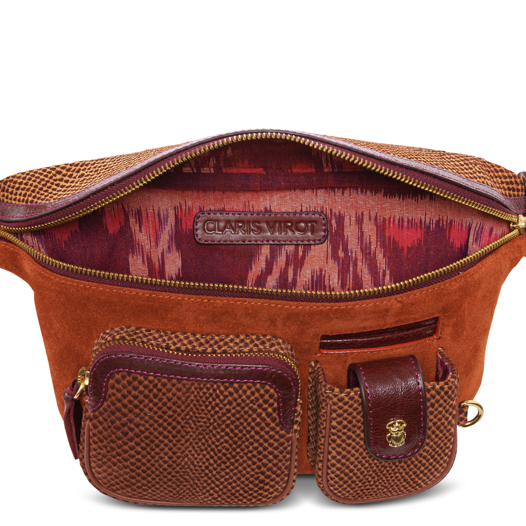 Sac banane en cuir mélangé CLARIS VIROT Rouge