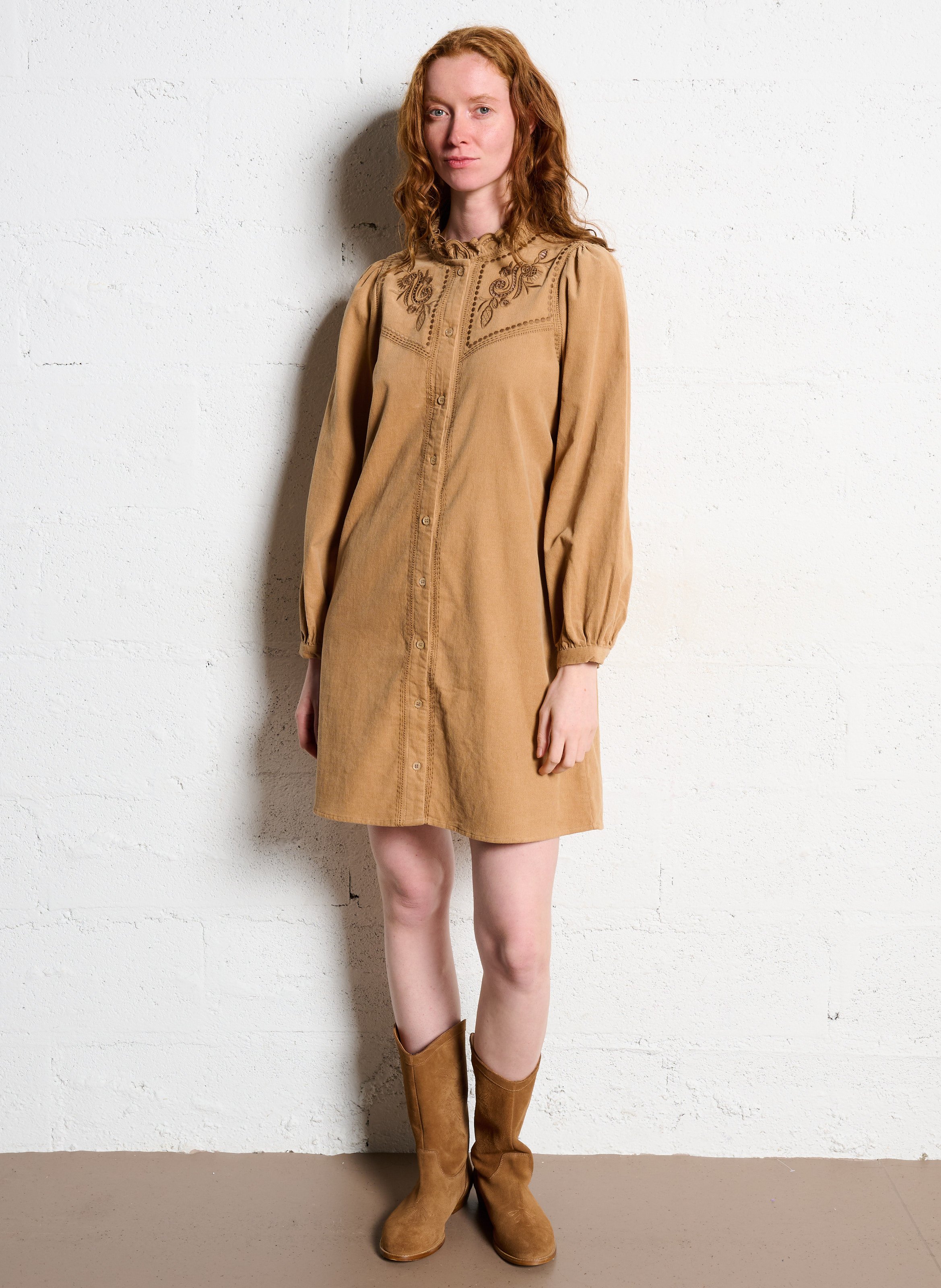 Halflange jurk met print LA PETITE ETOILE Beige