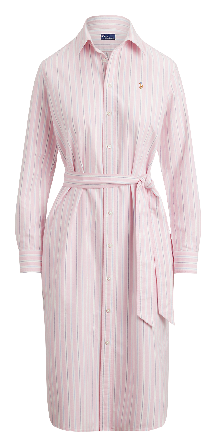 Robe chemise midi ceinturée en coton POLO RALPH LAUREN Multicolore