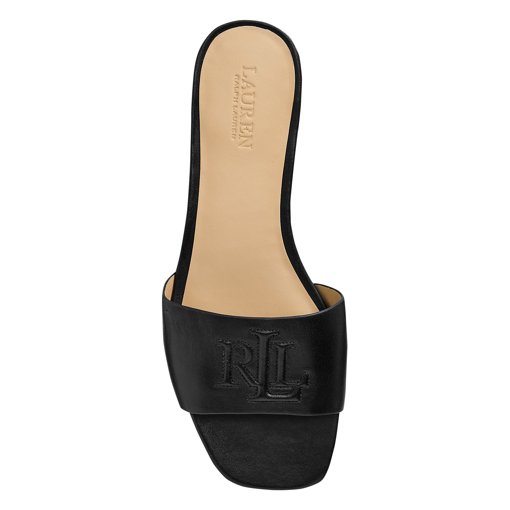 Sandales plates unies en cuir POLO RALPH LAUREN Noir