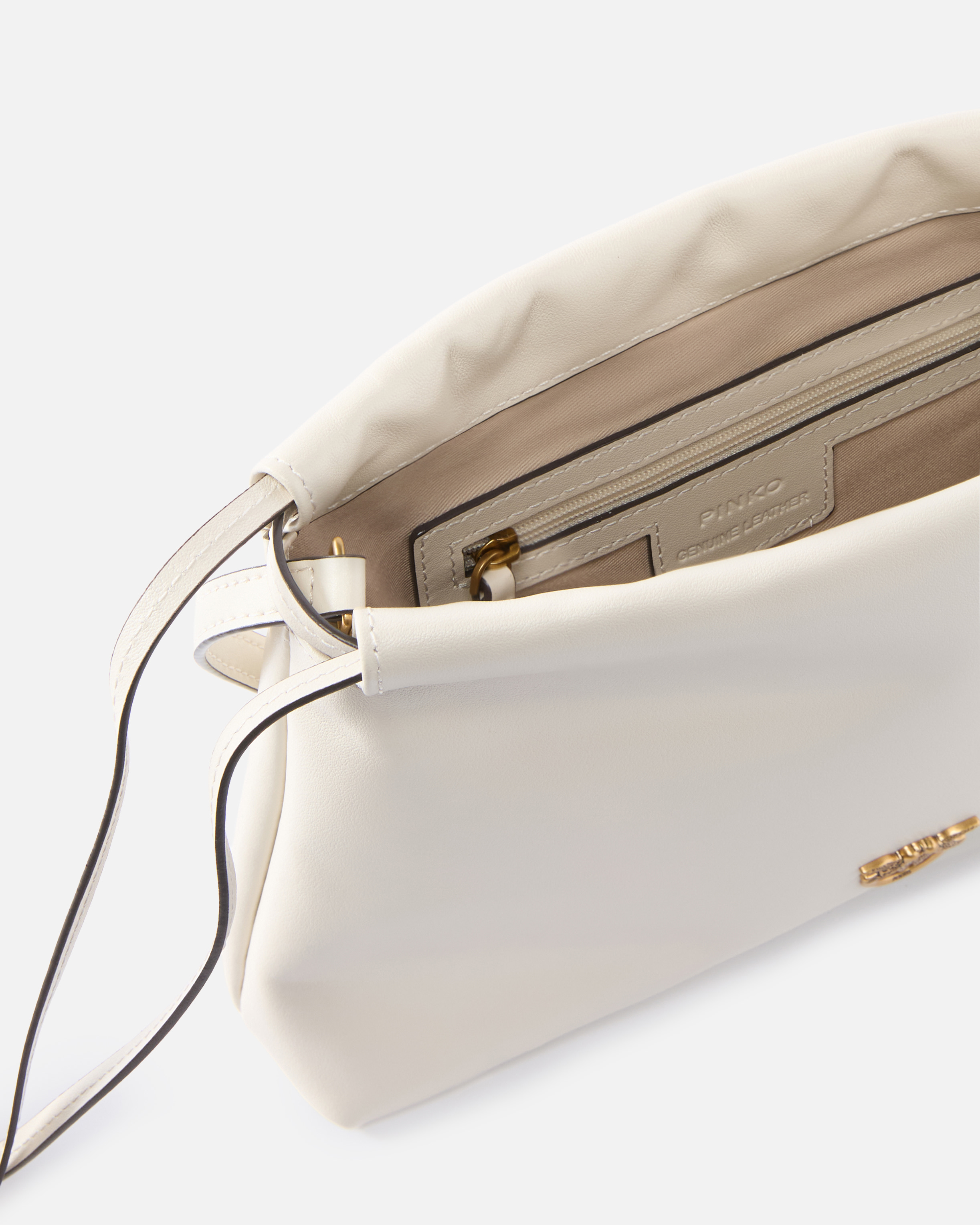 Small leather shoulder bag with drawstring PINKO White