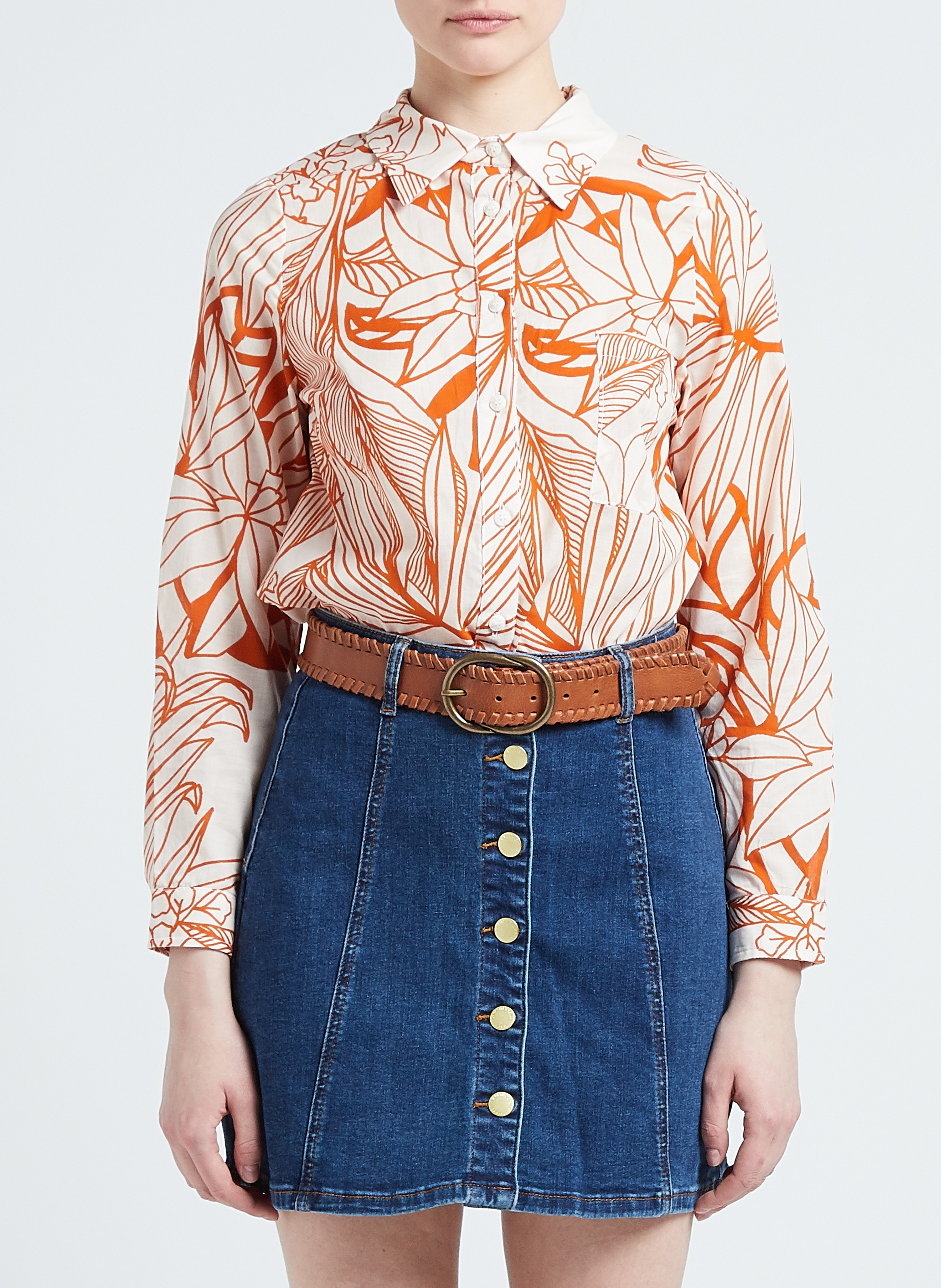 Katoenen overhemd met klassieke kraag LA PETITE FRANCAISE Oranje