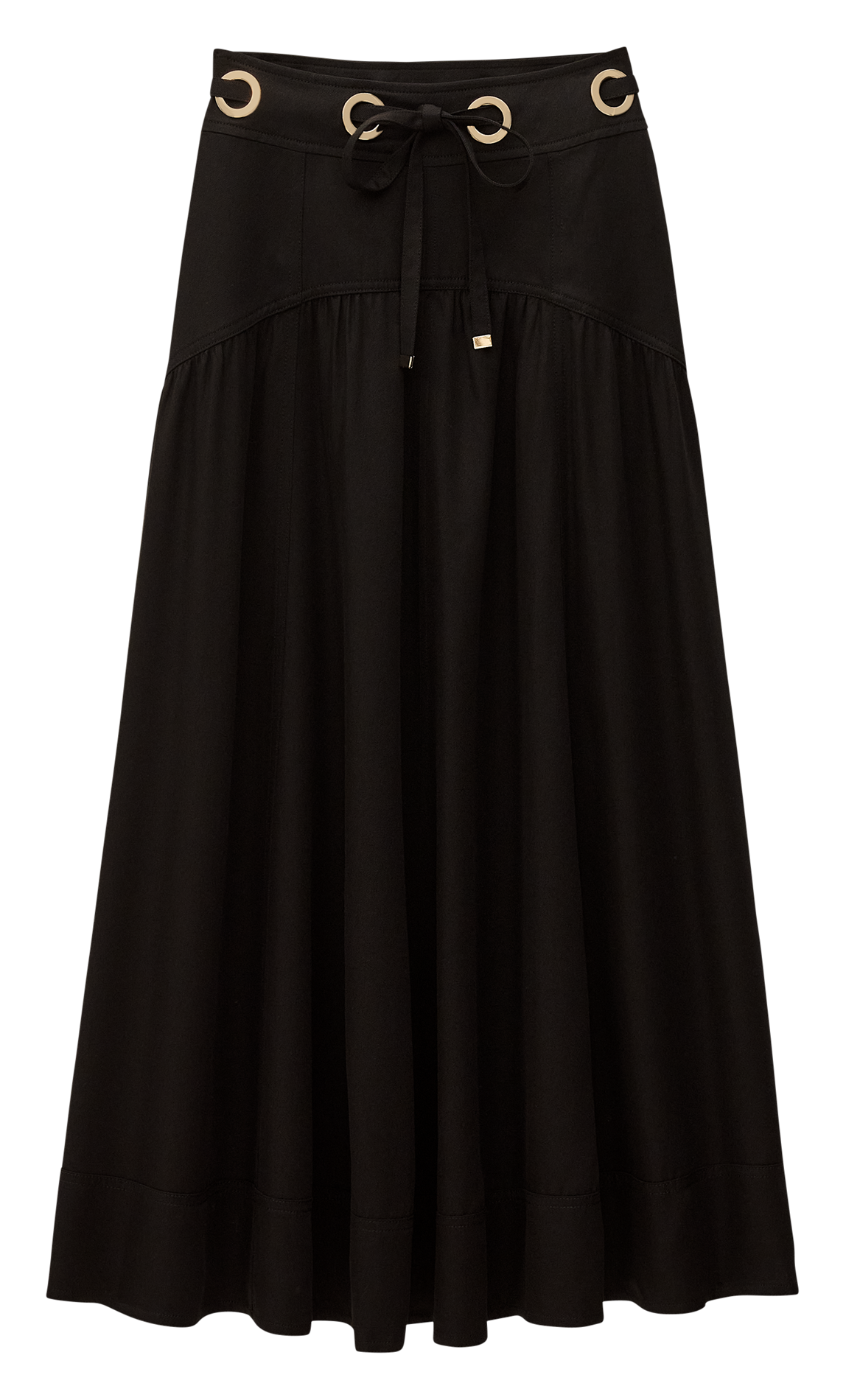 Jupe longue évasée unie à œillets BA&SH Noir