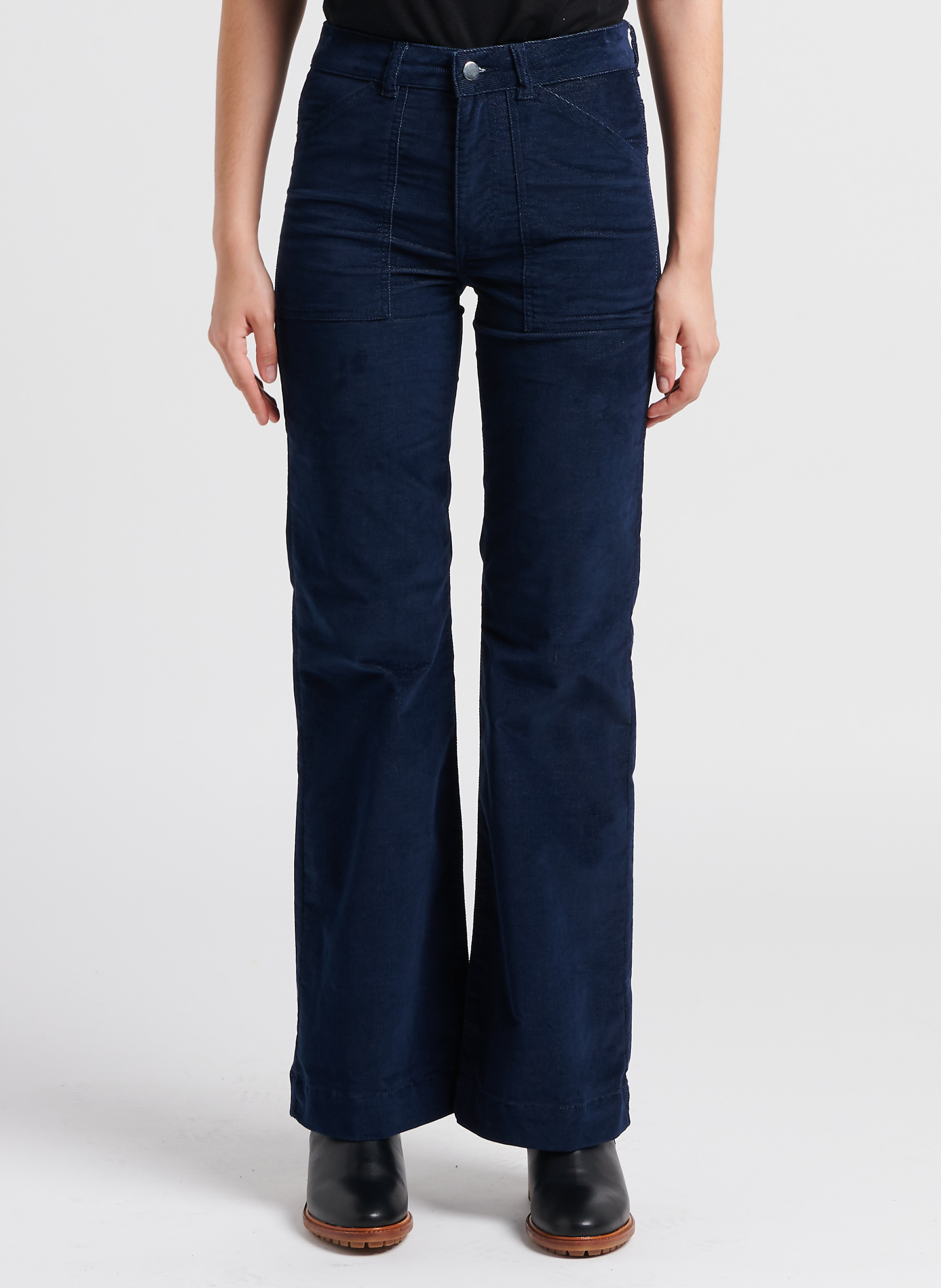 Flared cotton-blend pants ACQUAVERDE Blue