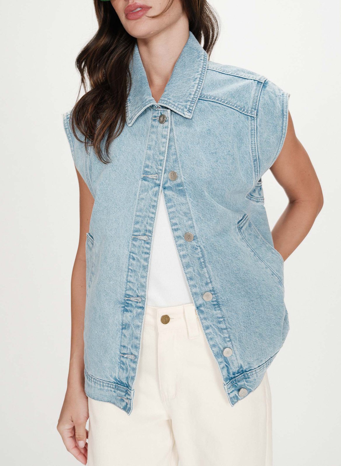 Veste oversize sans manches en denim GRACE ET MILA Bleu