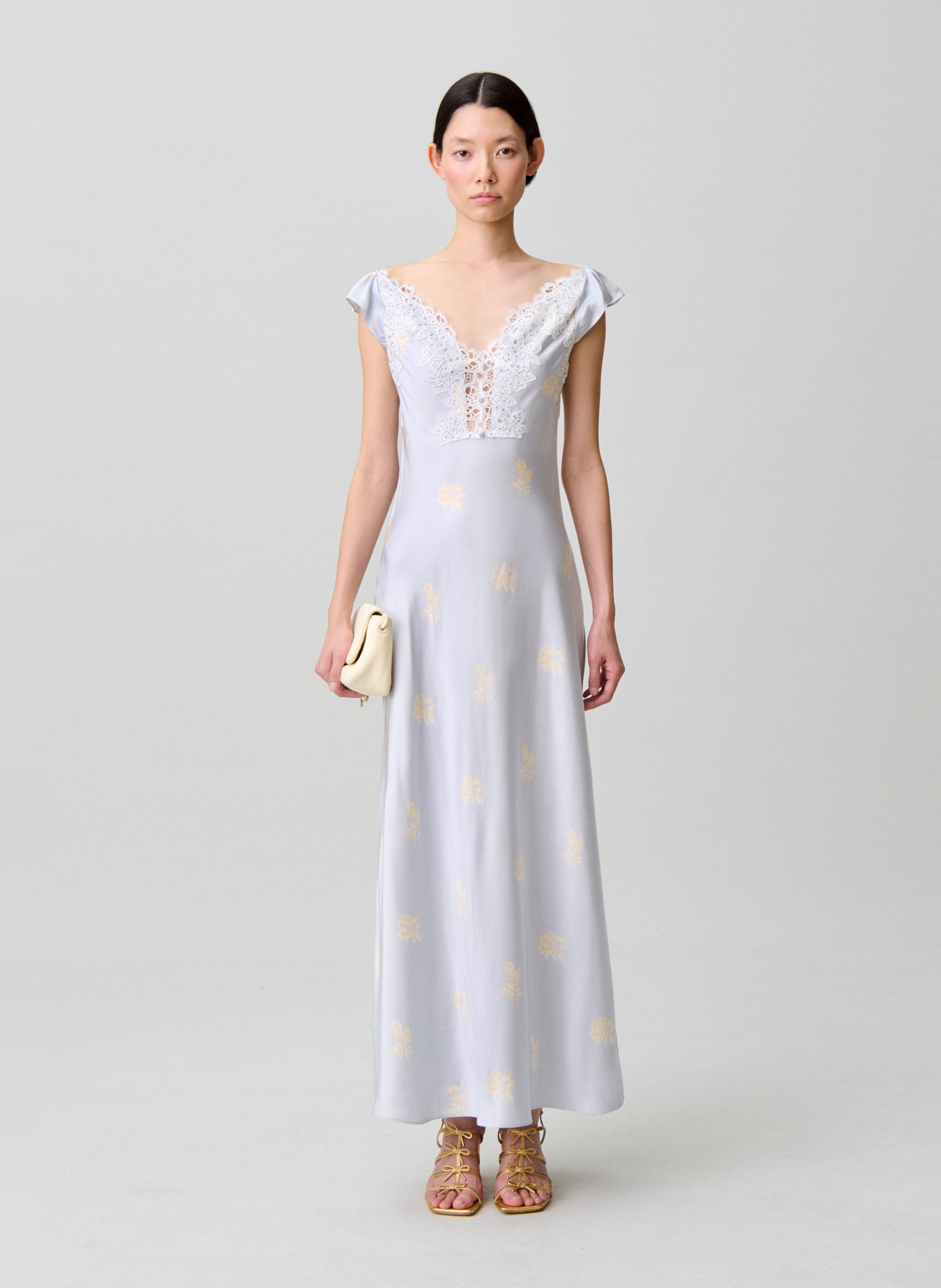 Robe longue en satin imprimé CLAUDIE PIERLOT Multicolore