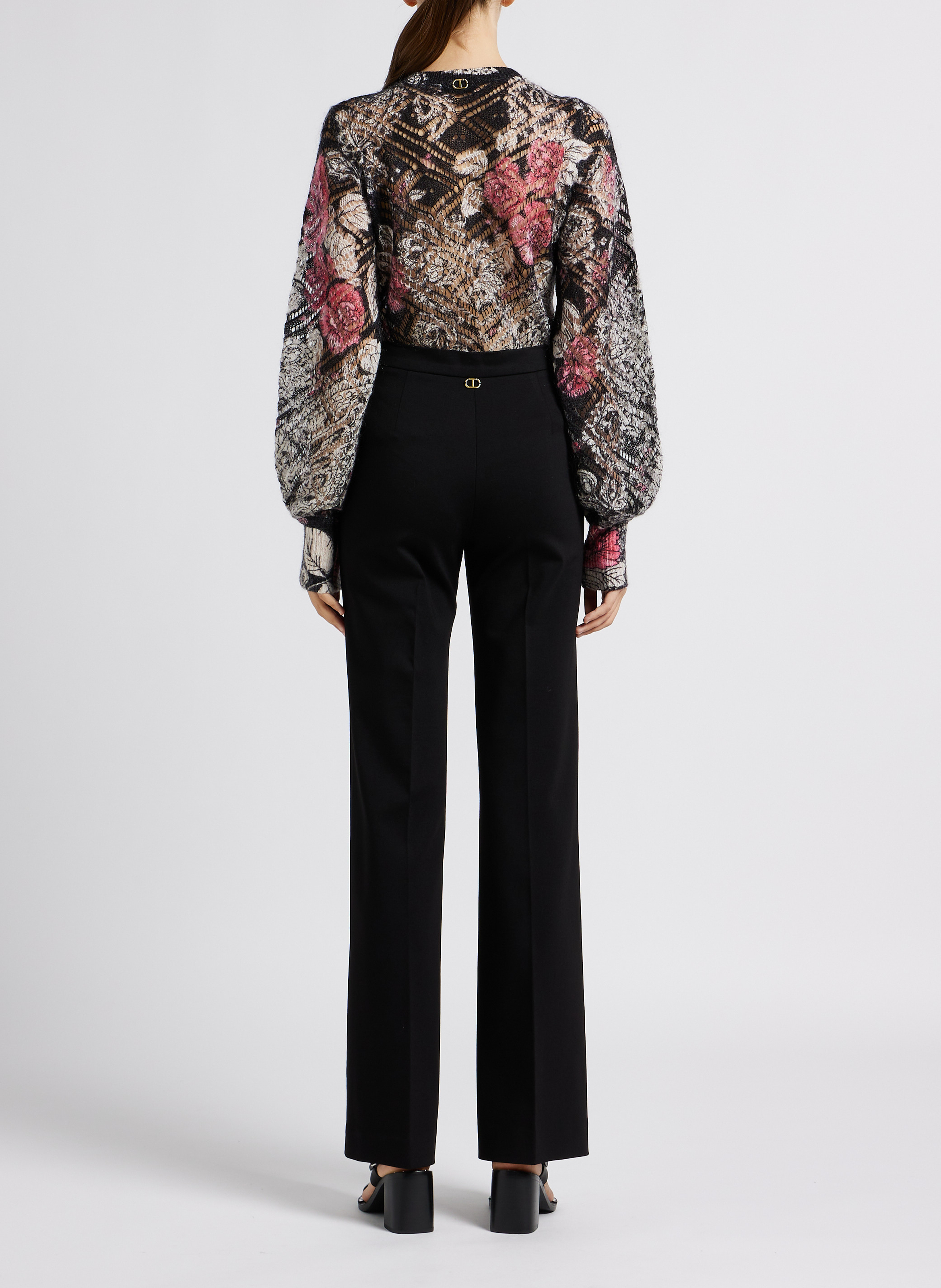 Round-neck printed sweater TWINSET Black