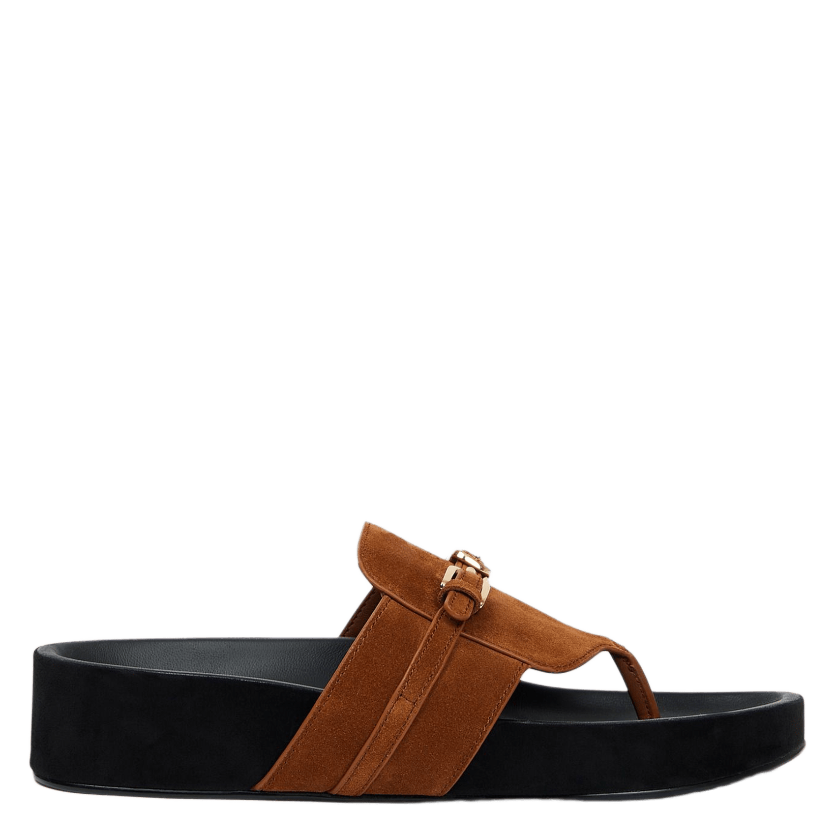 Sandales plates en cuir velours SANDRO Marron