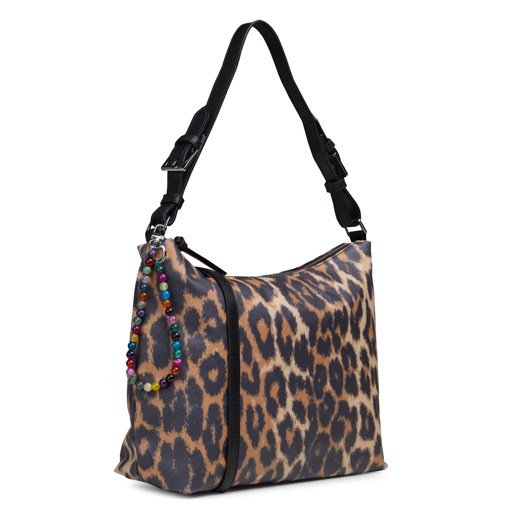 Schoudertas met luipaardprint van katoen BECKSONDERGAARD Zwart