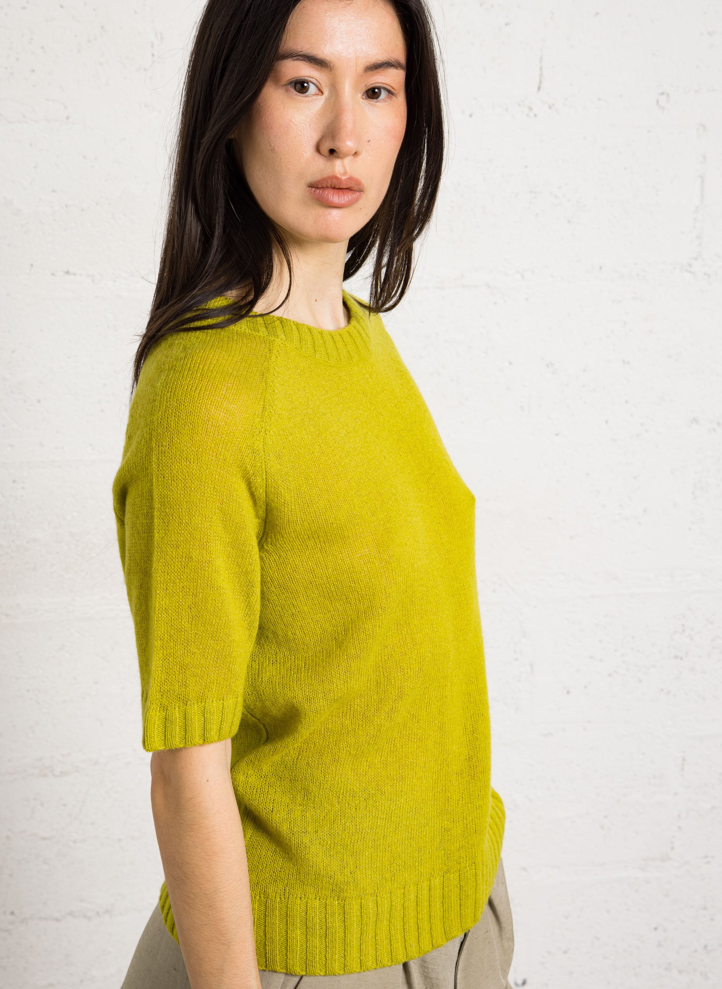 Pull droit col rond en laine mélangée SOEUR Vert
