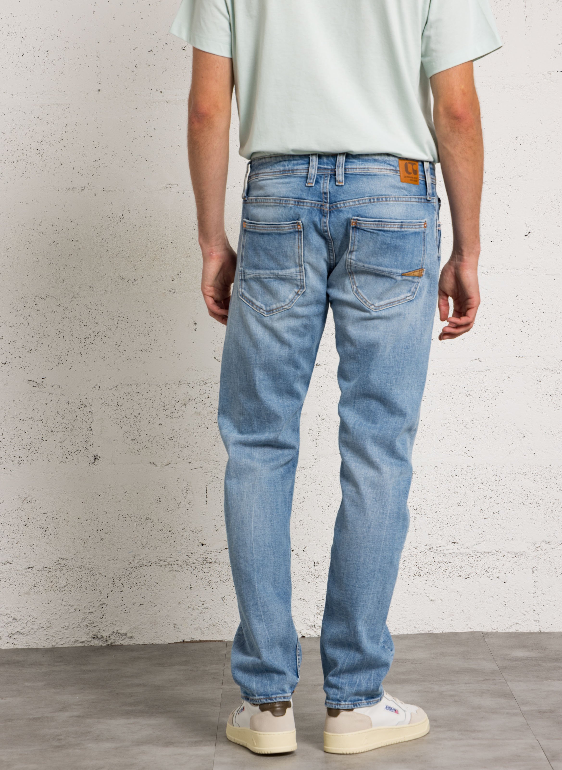 Jeans droit en coton mélangé LE TEMPS DES CERISES Bleu