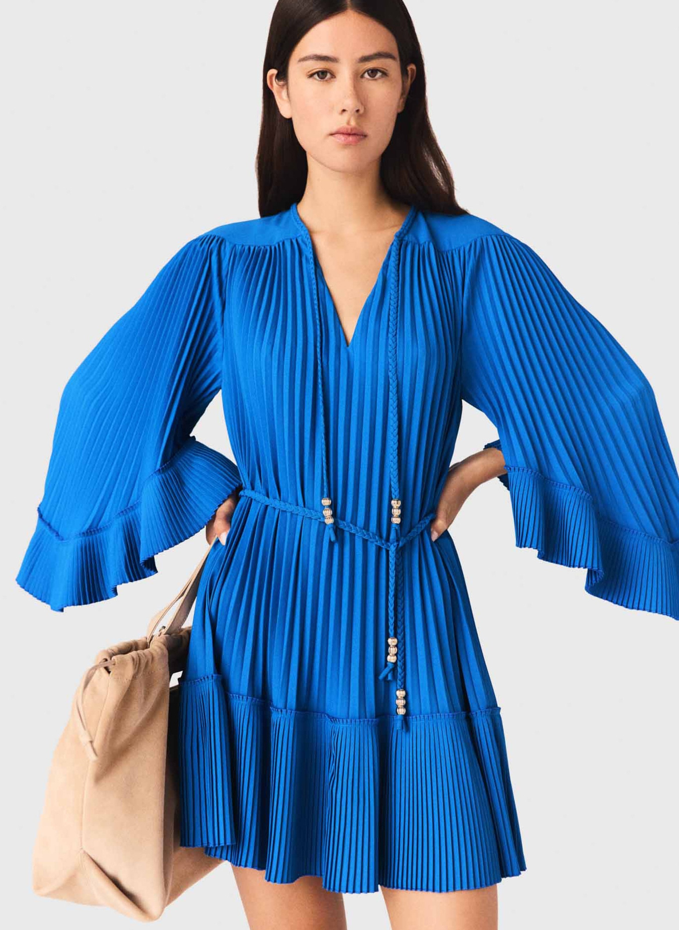Pleated dress MAJE Blue