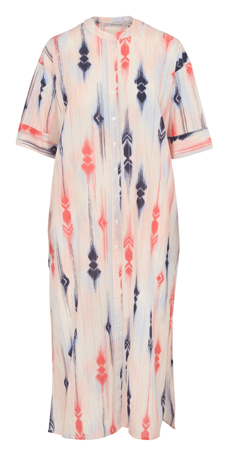 Lange jurk met Mao-kraag van biologisch katoen. LA FEE MARABOUTEE Veelkleurig