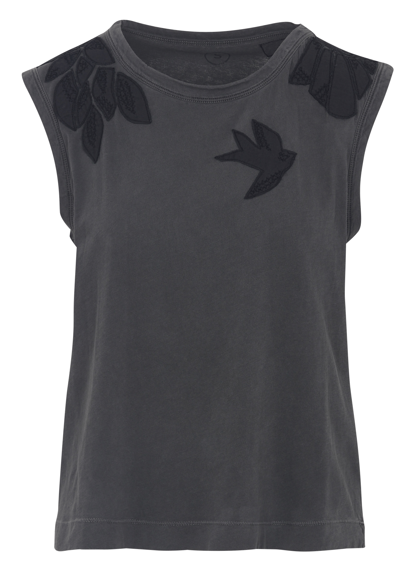 Tee-shirt sans manches brodé col rond LEON & HARPER Gris