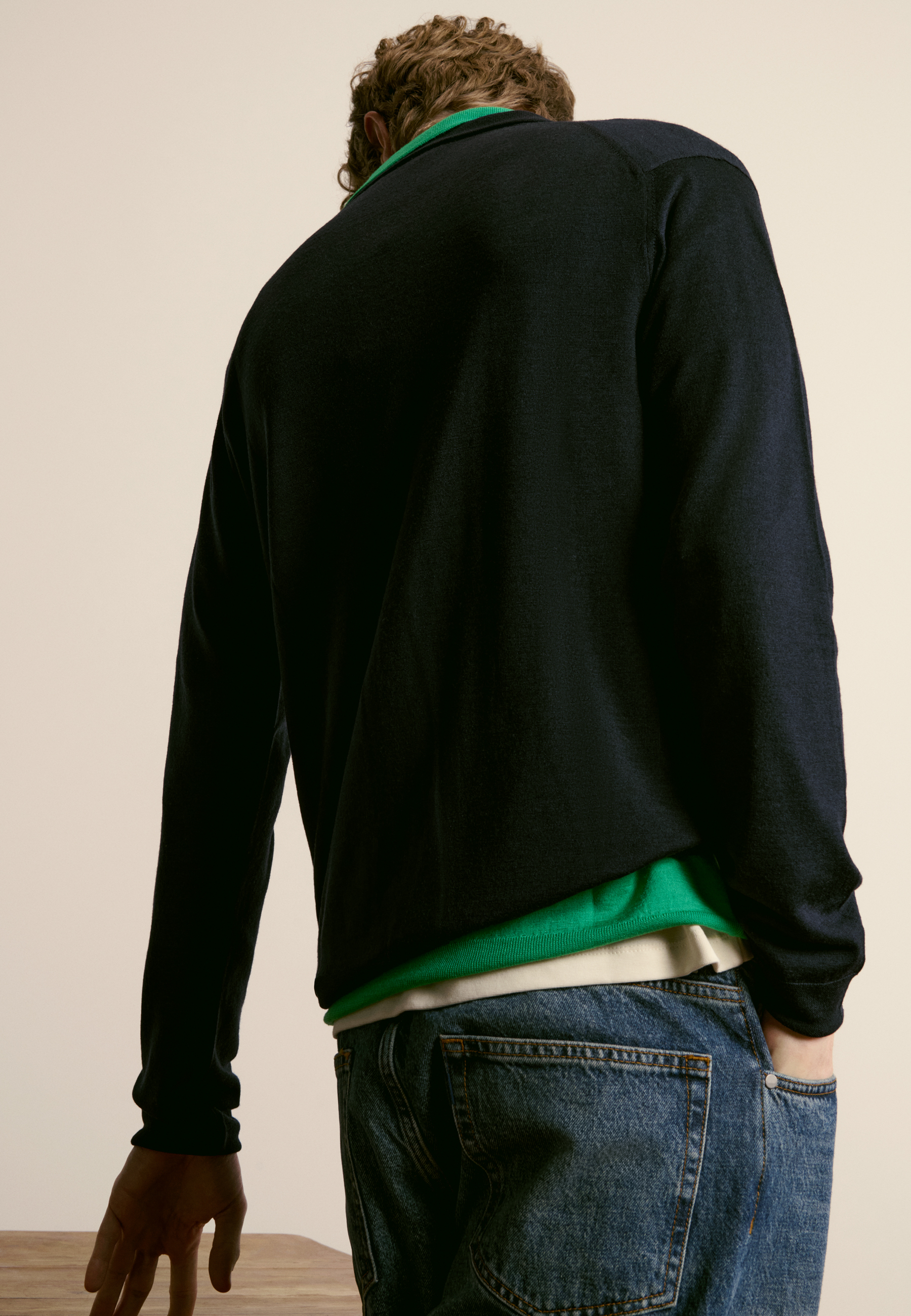 Wool and silk polo neck sweater MAISON MONTAGUT Blue