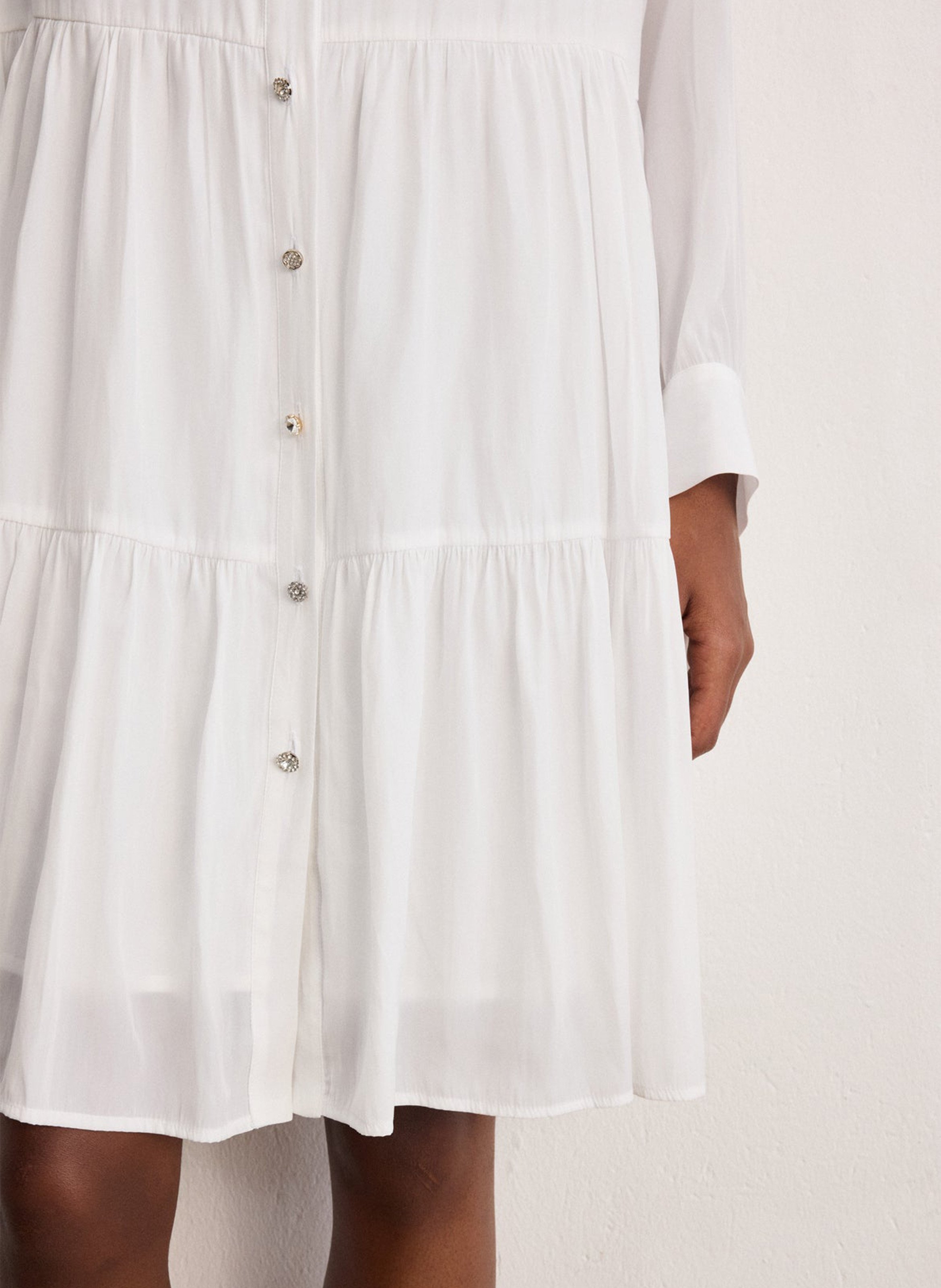Oversized shirt dress with classic collar PABLO White