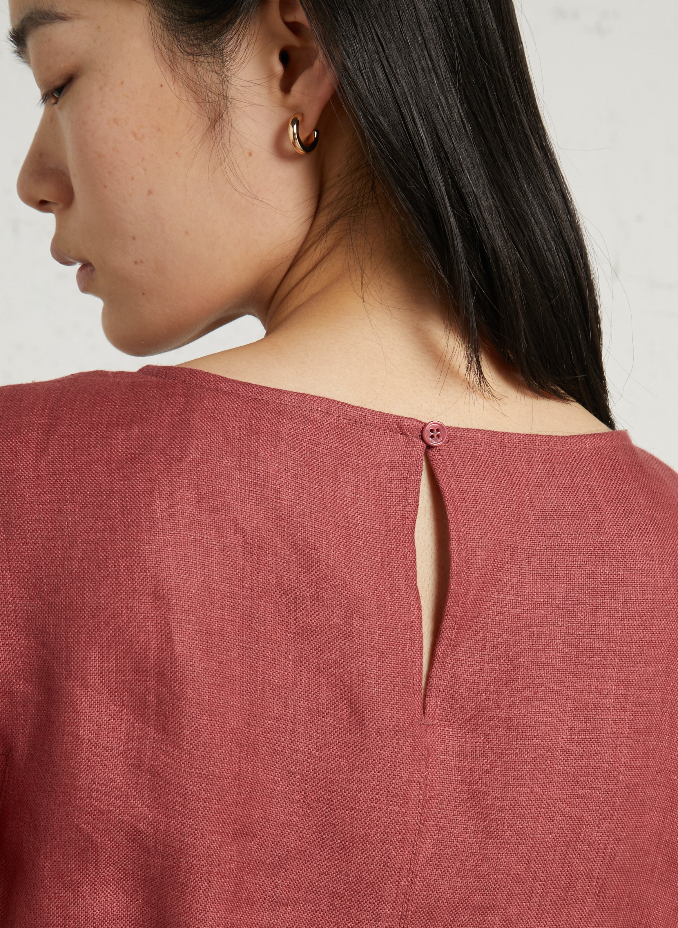 Midi-Kleid aus Leinen mit Rundhalsausschnitt MAX MARA WEEK END Rot