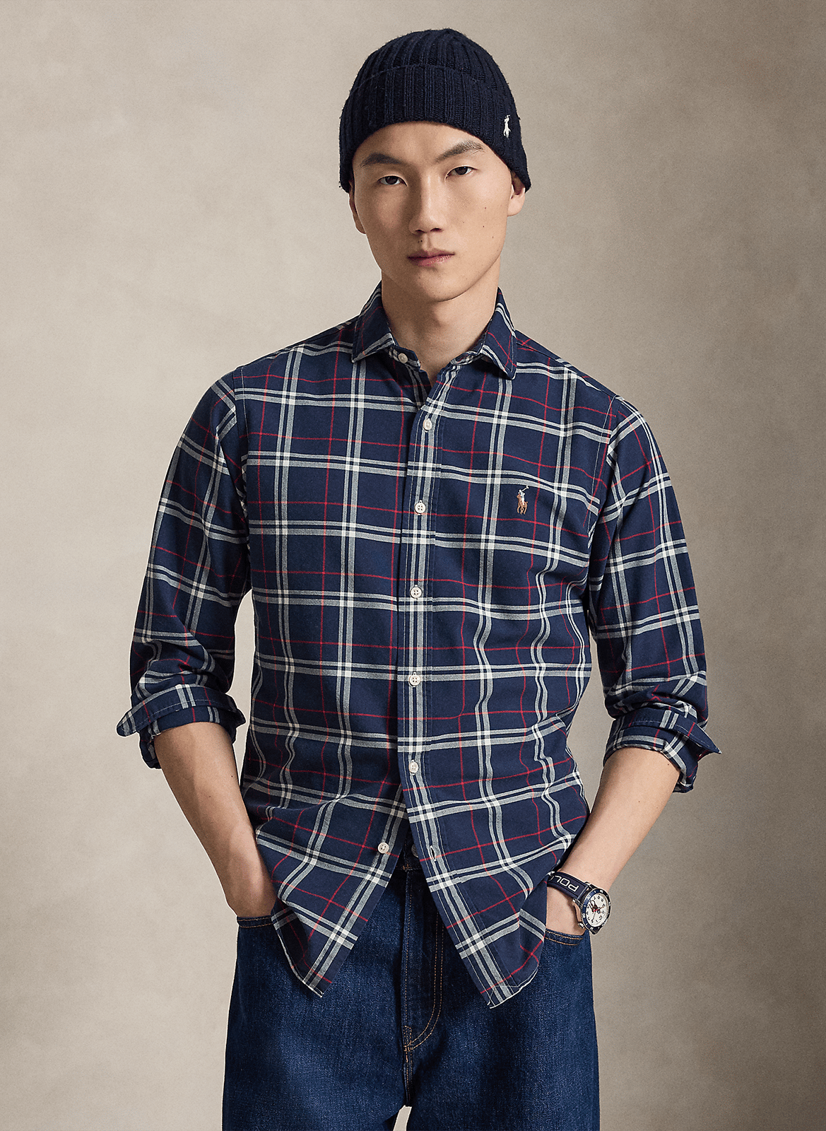 Chemise col classique en coton POLO RALPH LAUREN Bleu