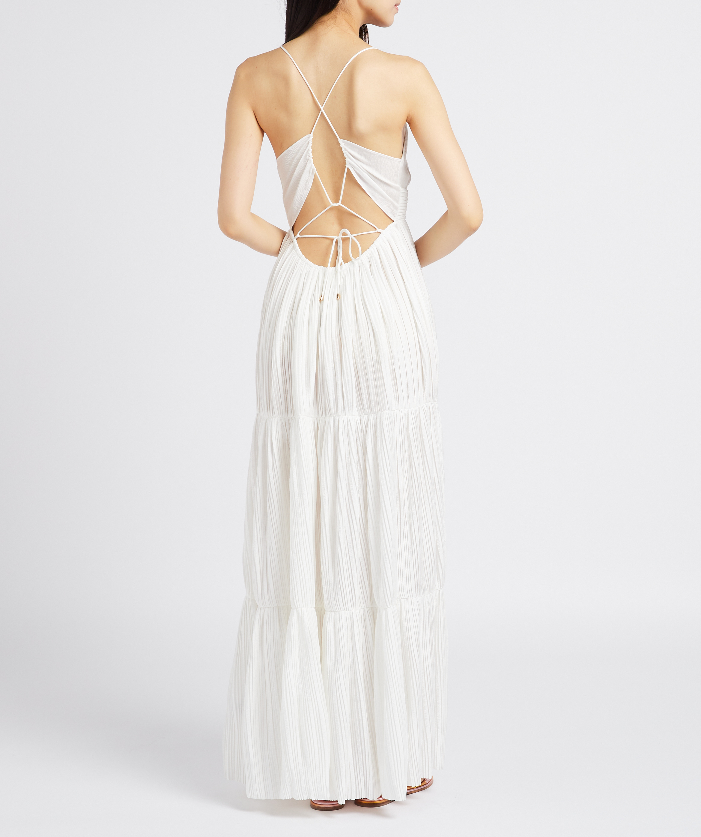 Robe longue col V plissée BA&SH Blanc