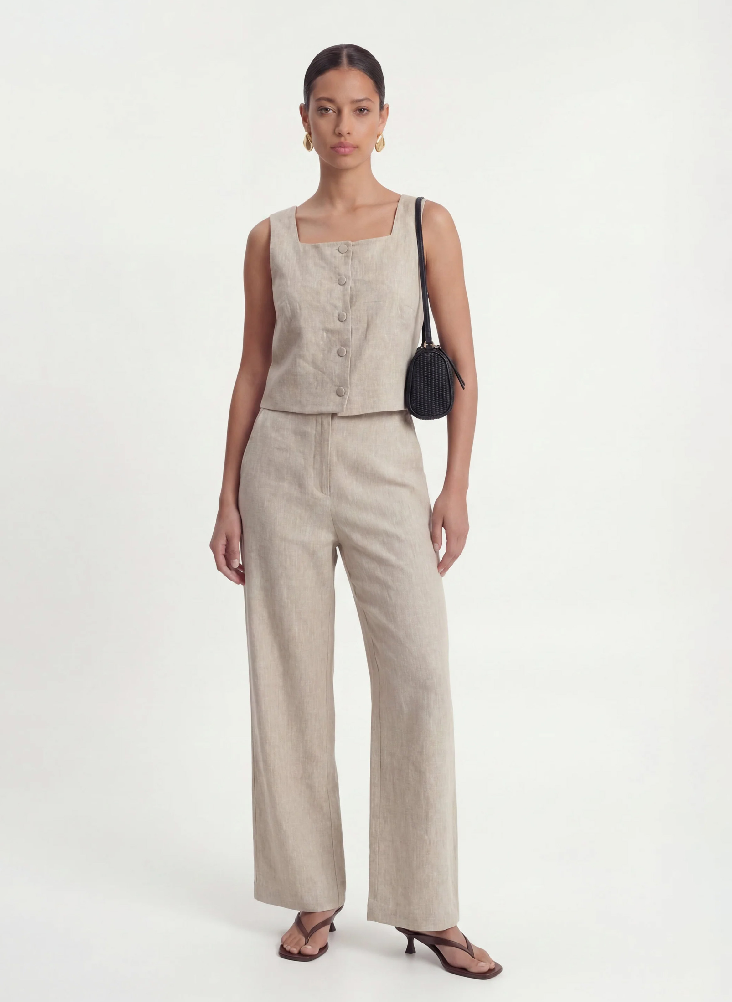 Straight linen trousers KOOKAI Beige