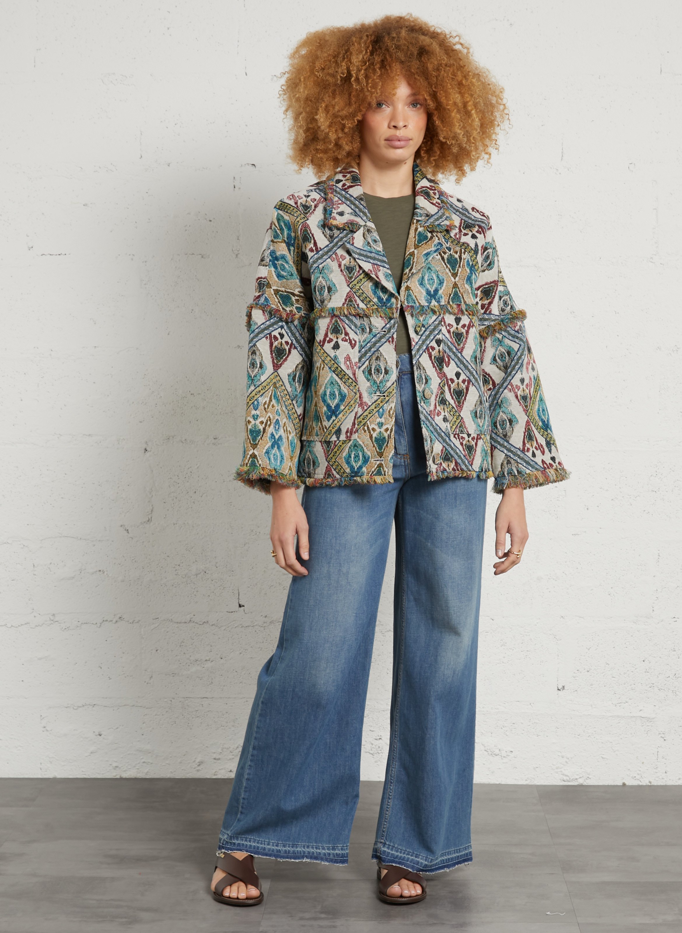 Oversize-Blazer mit Reverskragen aus Jacquard MOMONI Mehrfarbig