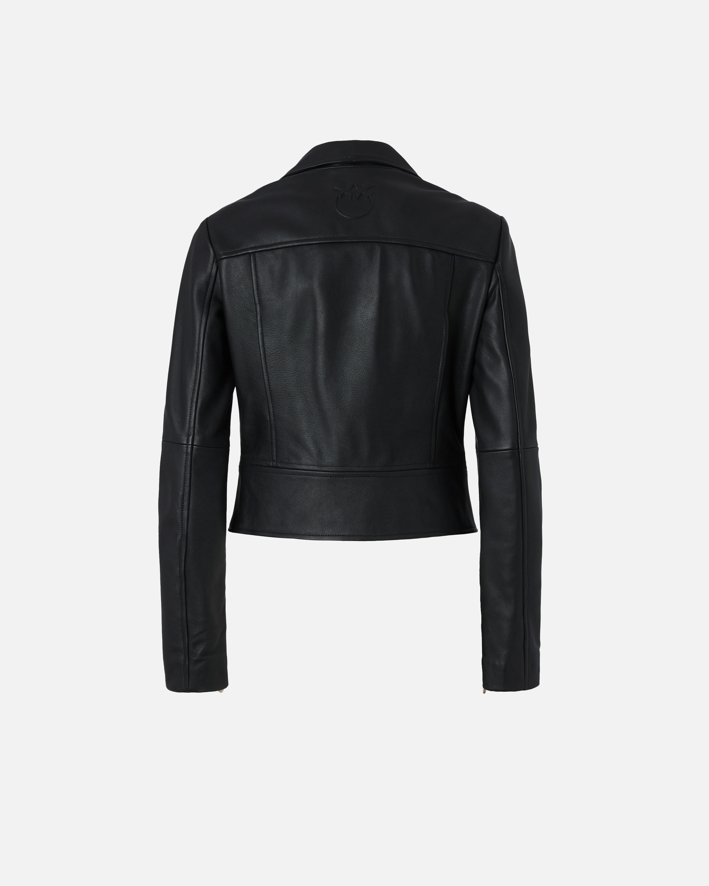 Blouson de motard court zippé en cuir nappa PINKO Noir