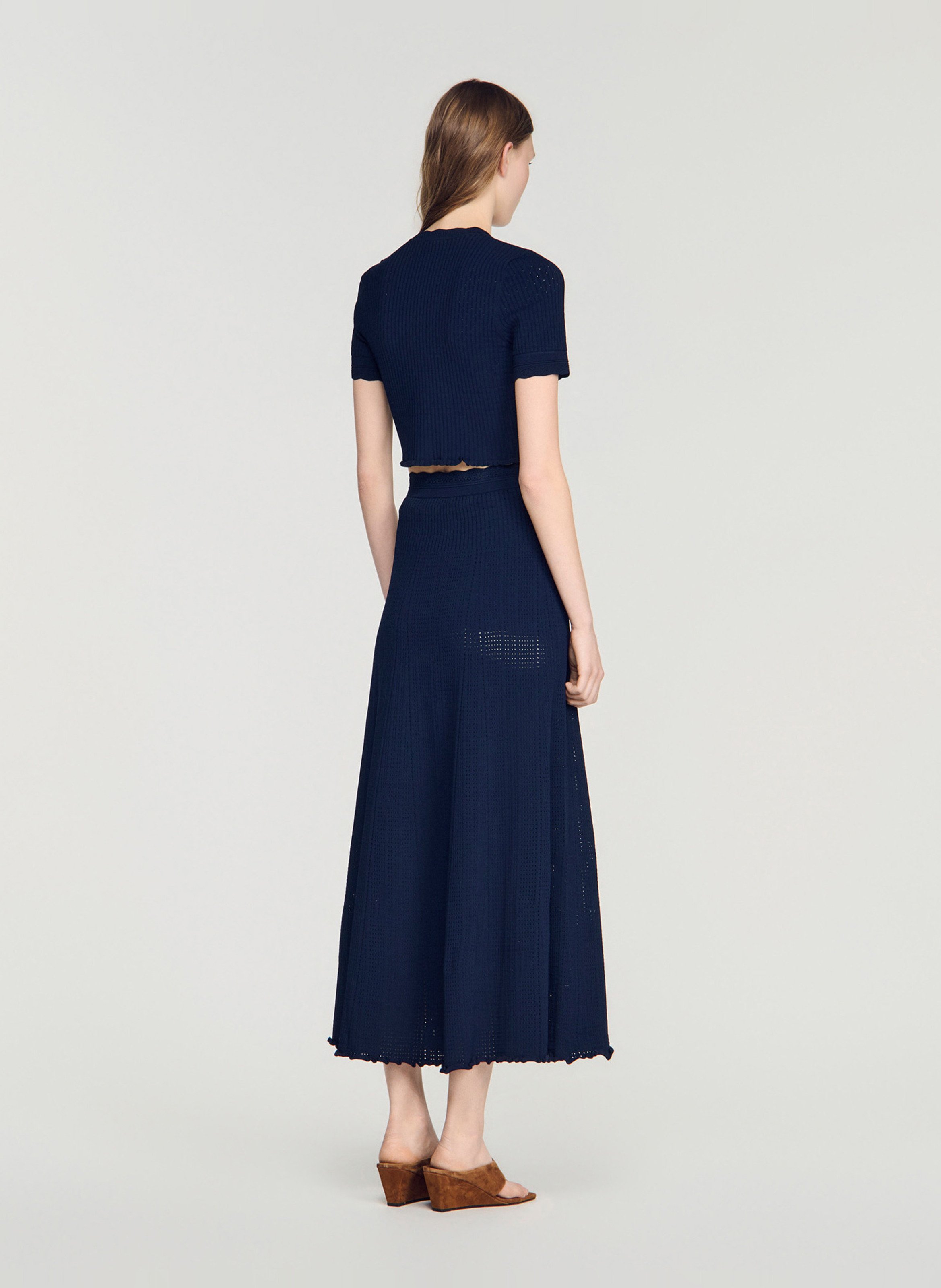 Cardigan court en maille SANDRO Bleu