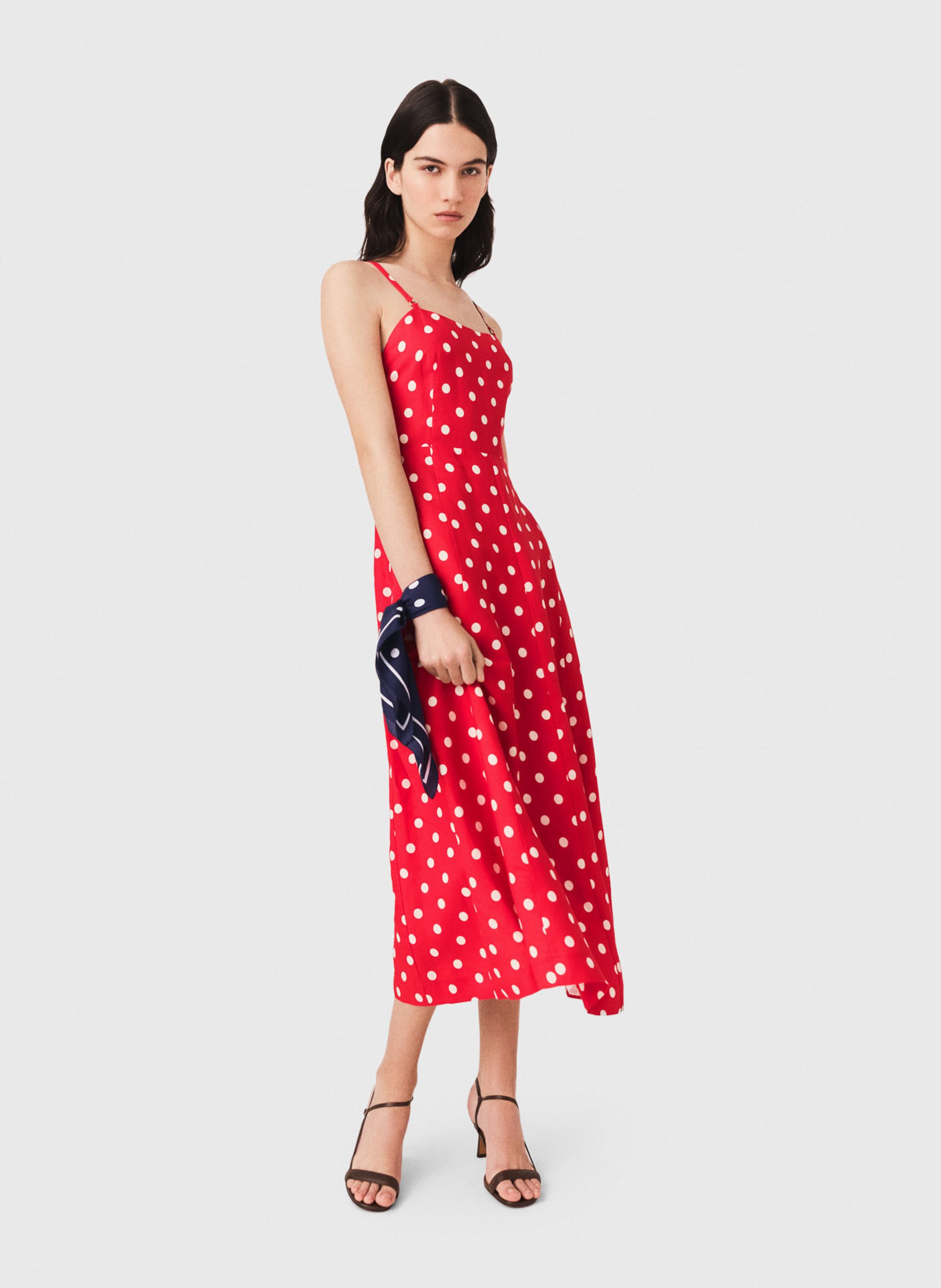 Robe longue à pois MAJE Rouge