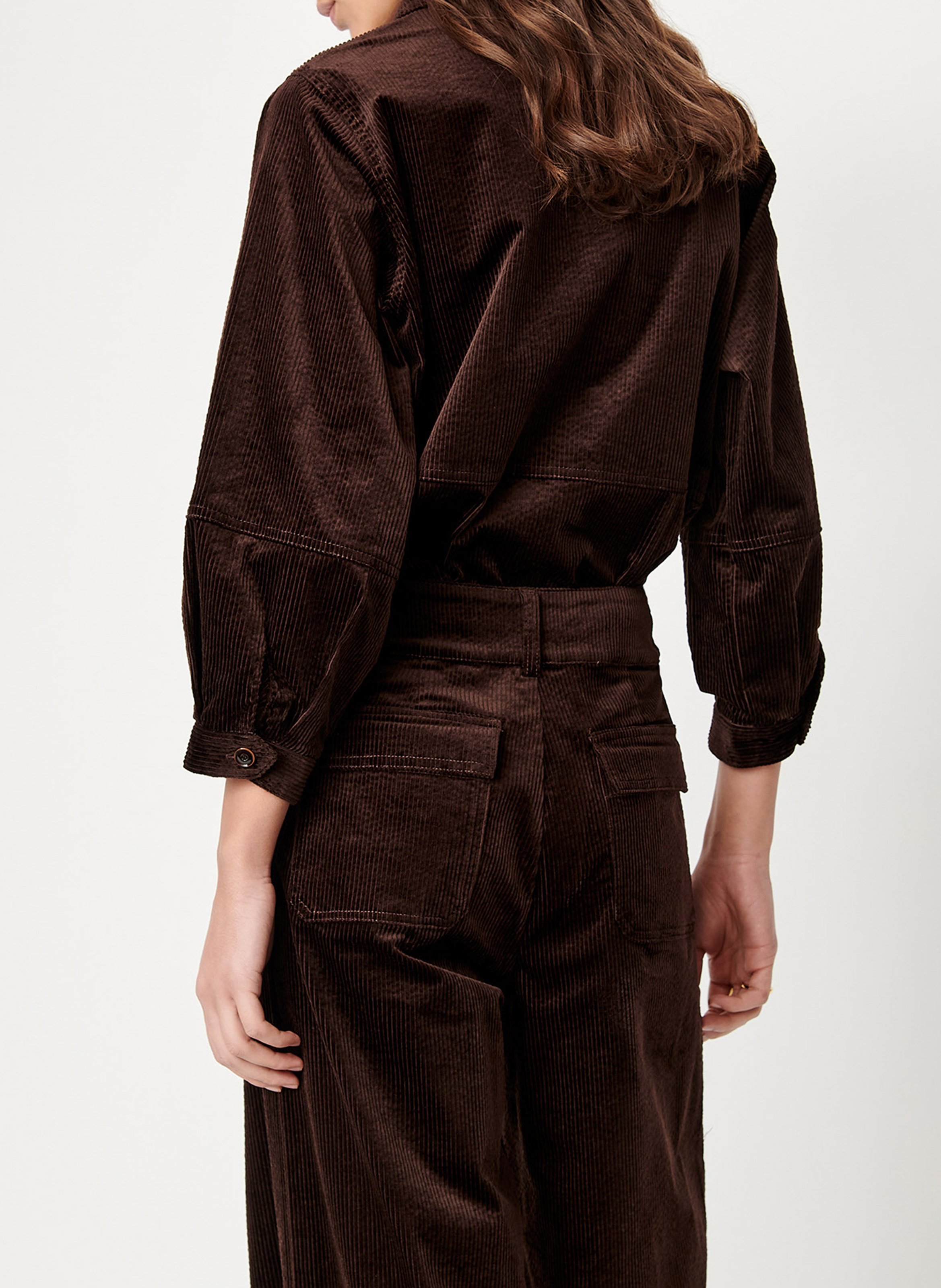 Pantalon évasé en velours côtelé SESSUN Marron