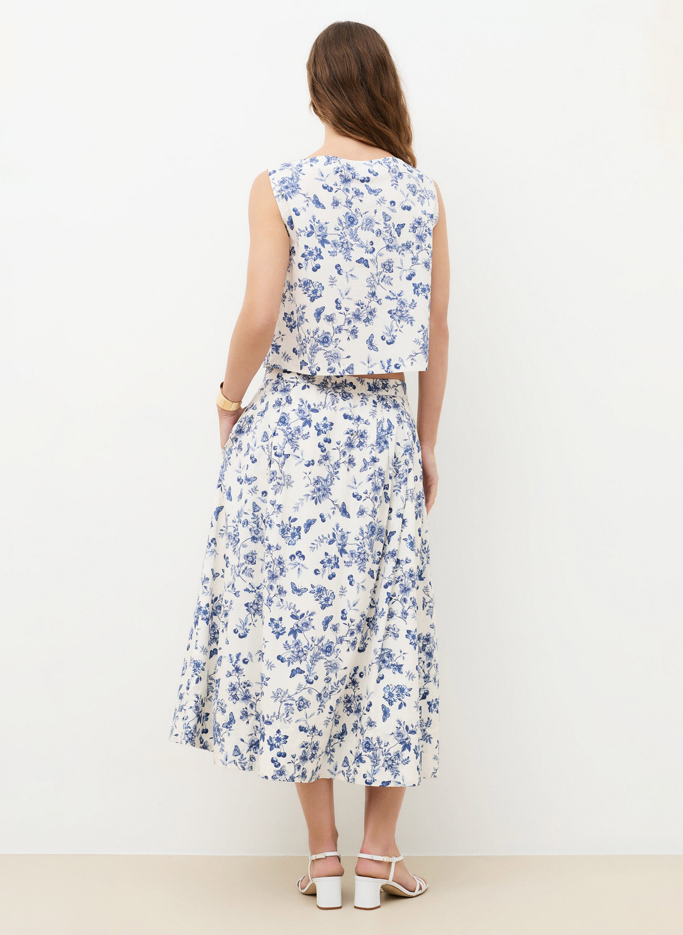 Printed midi skirt CAROLL Beige