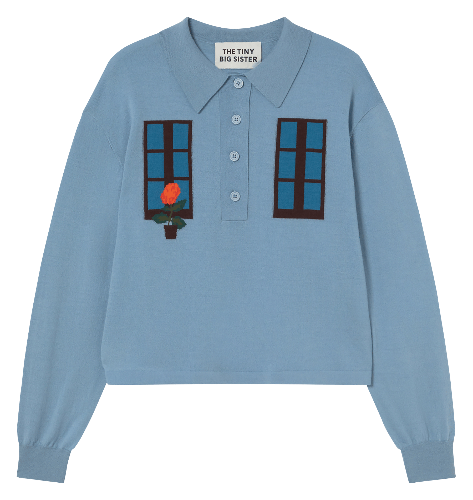 Wool sweater with polo collar THE TINY BIG SISTER Blue