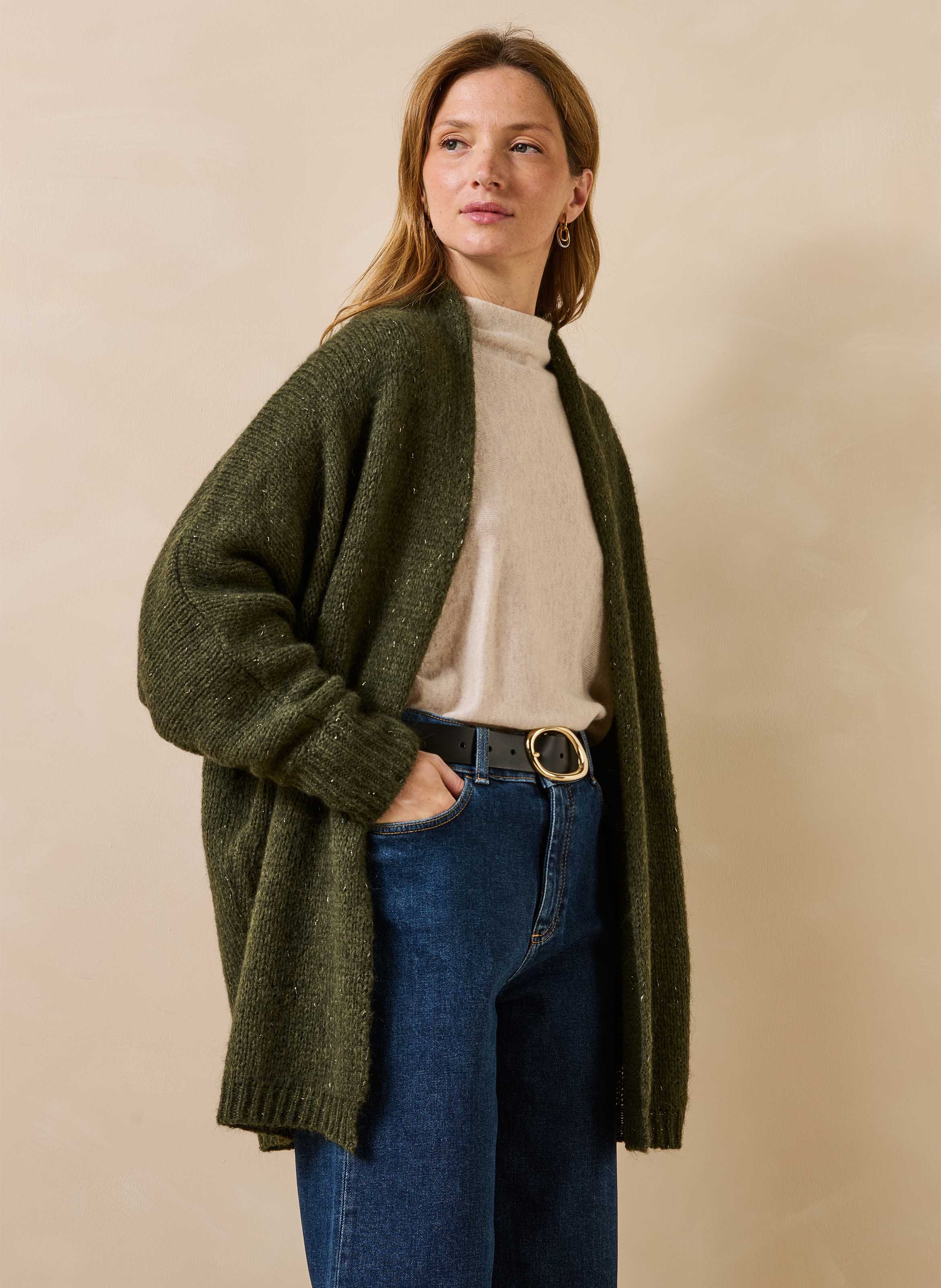Gilet mi-long en maille irisée LA FEE MARABOUTEE