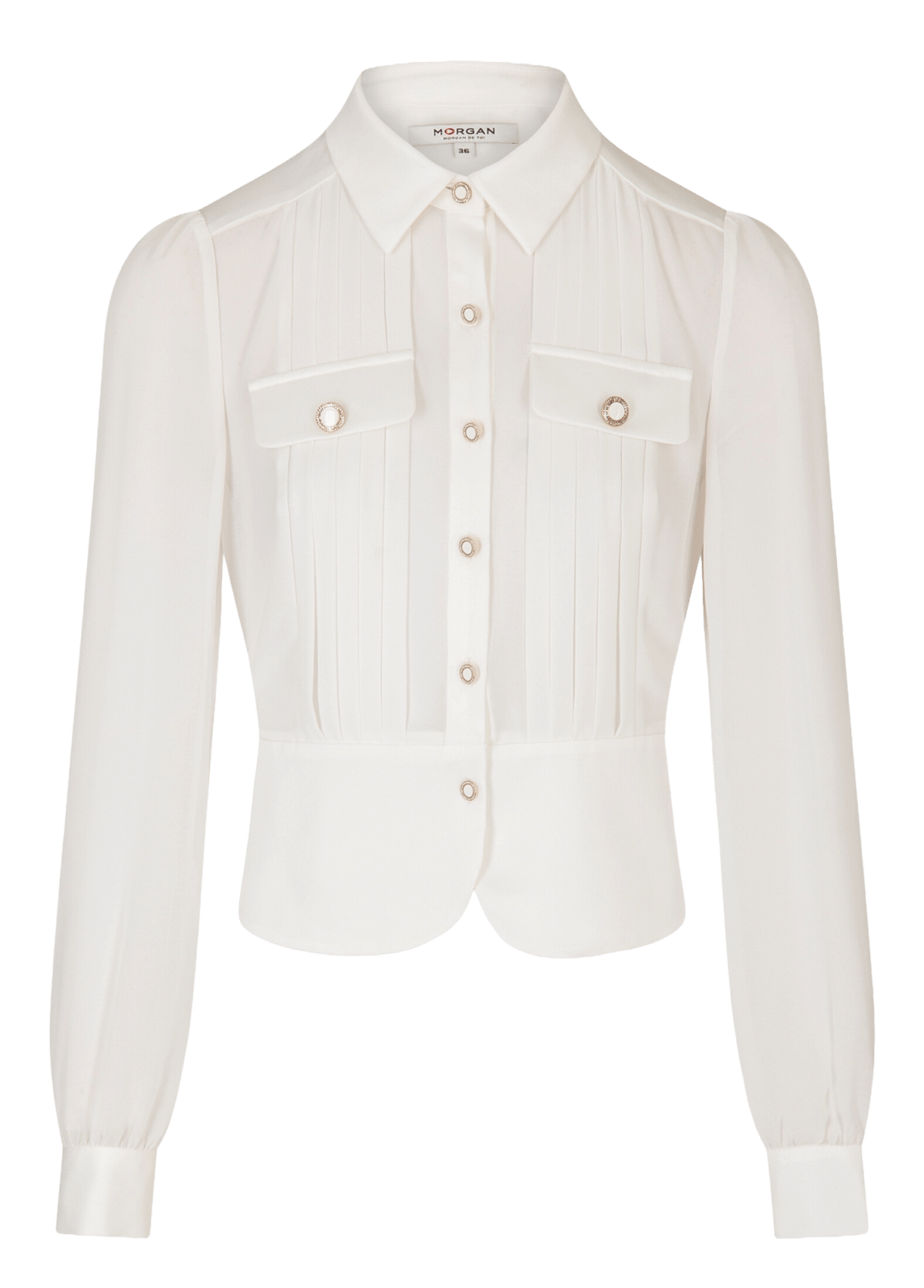 Shirt collar blouse MORGAN White