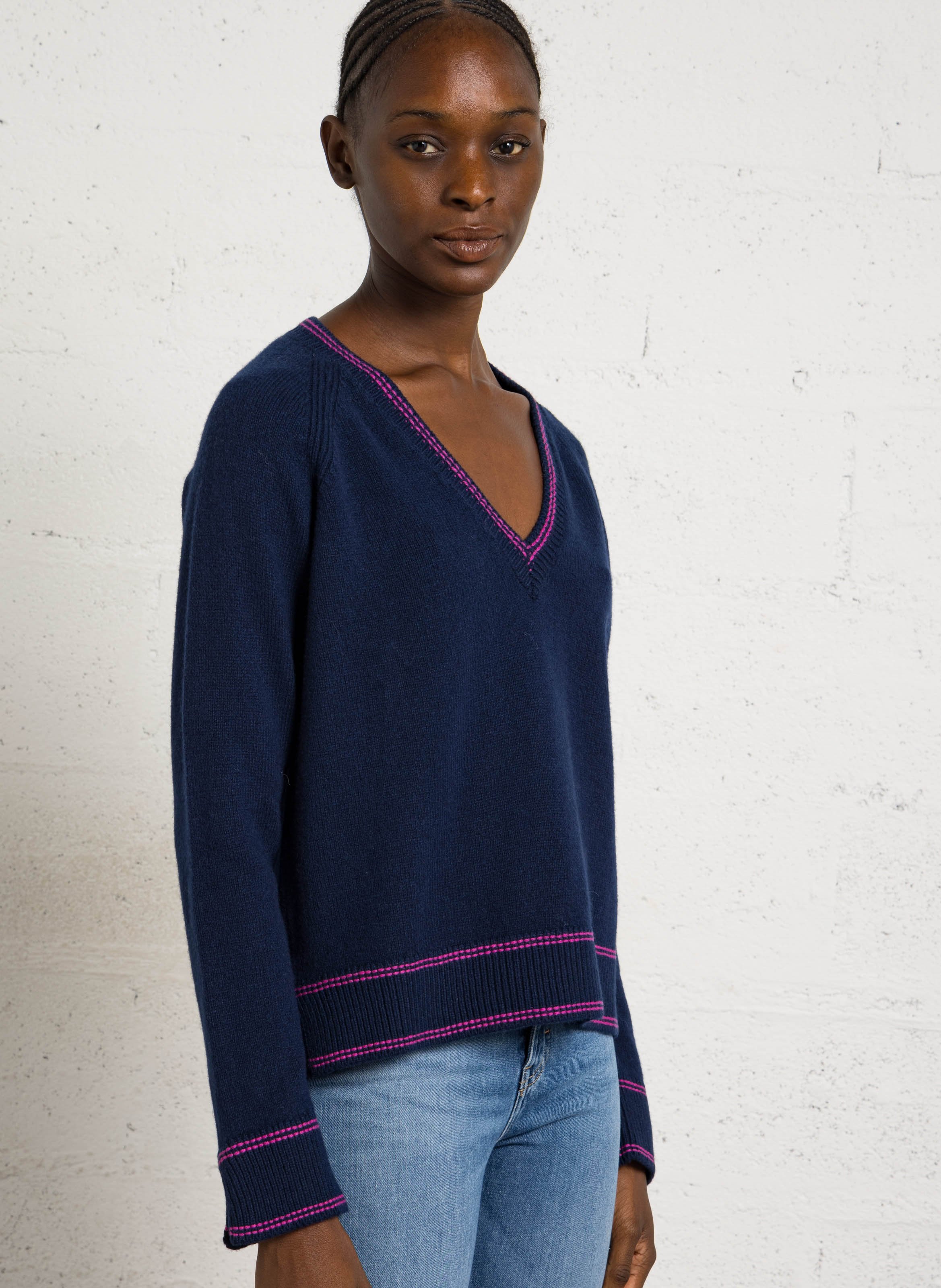 Oversized trui van wol en kasjmier met V-hals MAISON ANJE