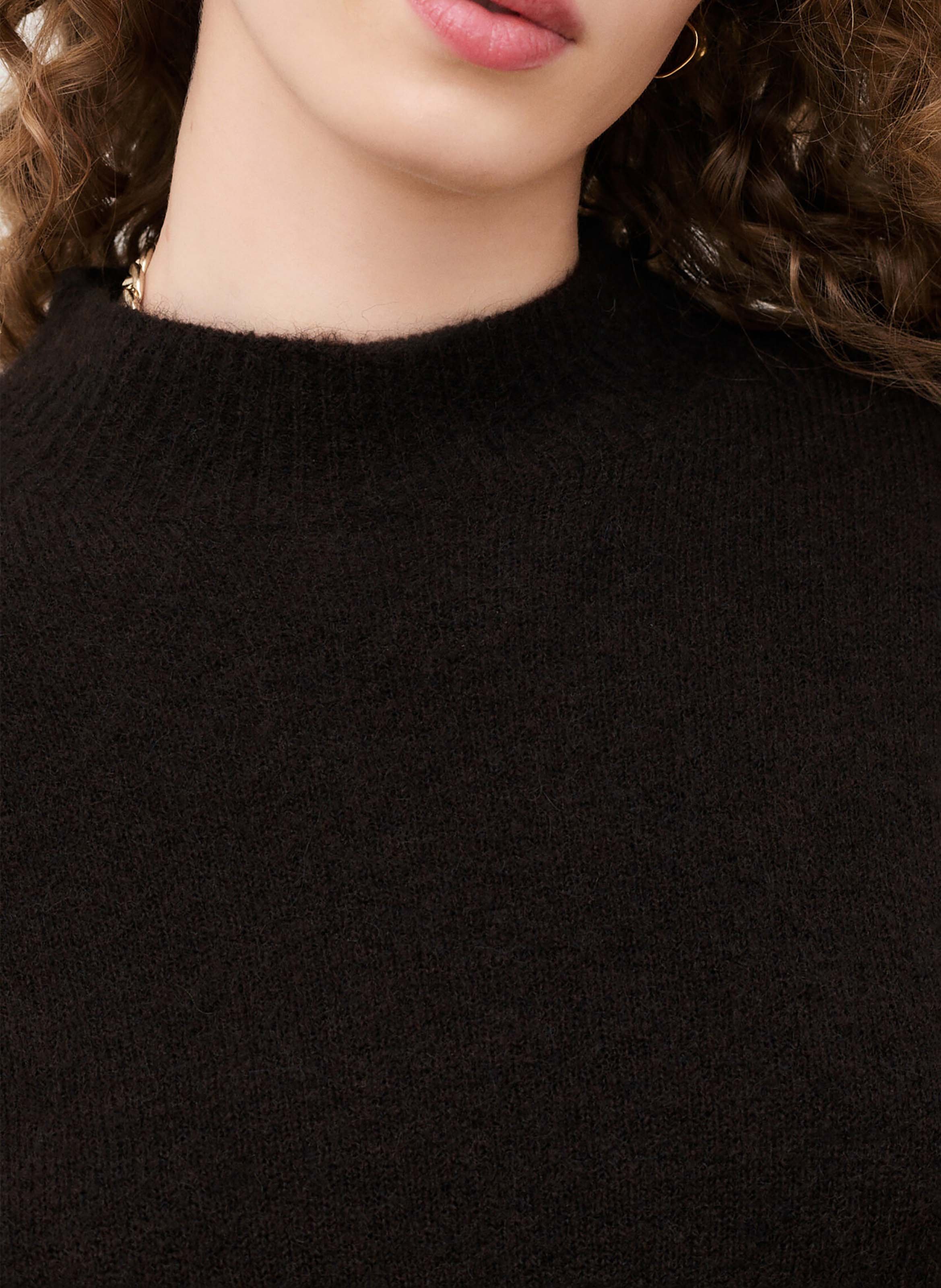 Pull droit col montant en maille CAROLL Marron